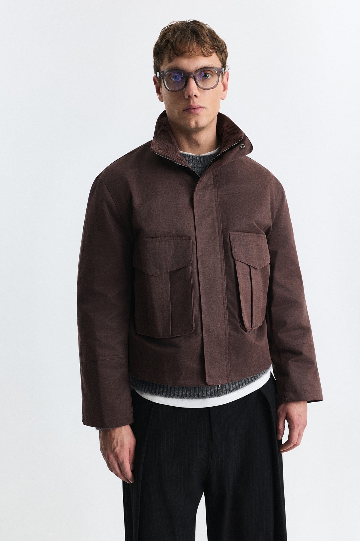 Crop Fit Dik Yaka Mont