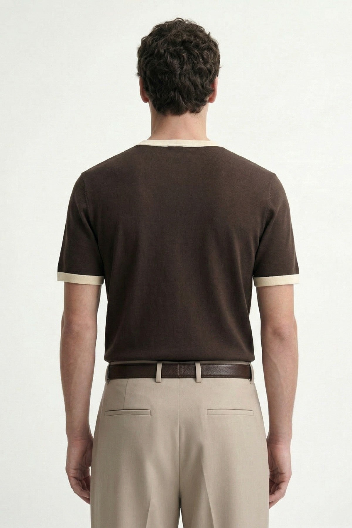 Antioch Haki Kontrast Yaka Erkek T-Shirt