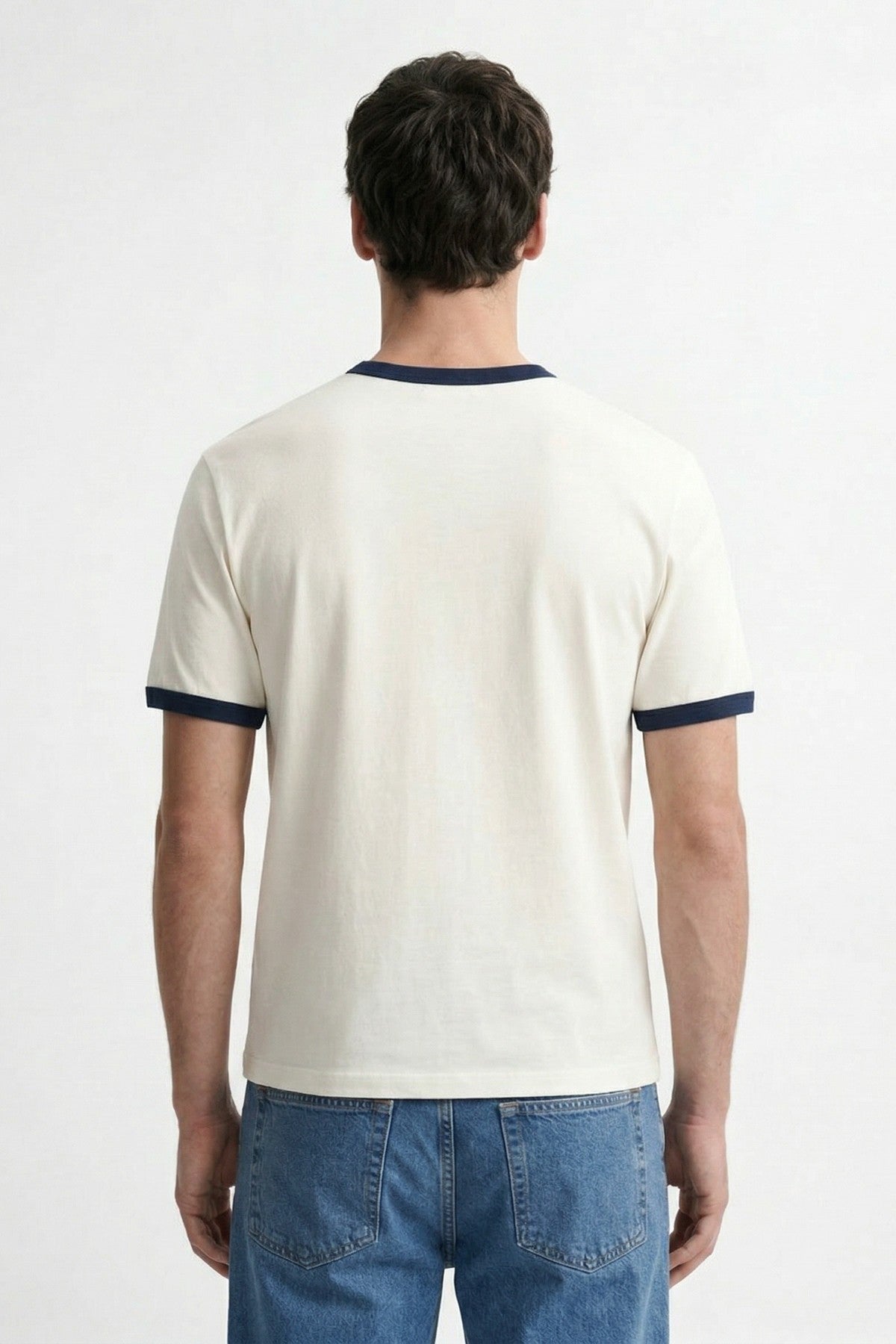 Antioch Haki Kontrast Yaka Erkek T-Shirt