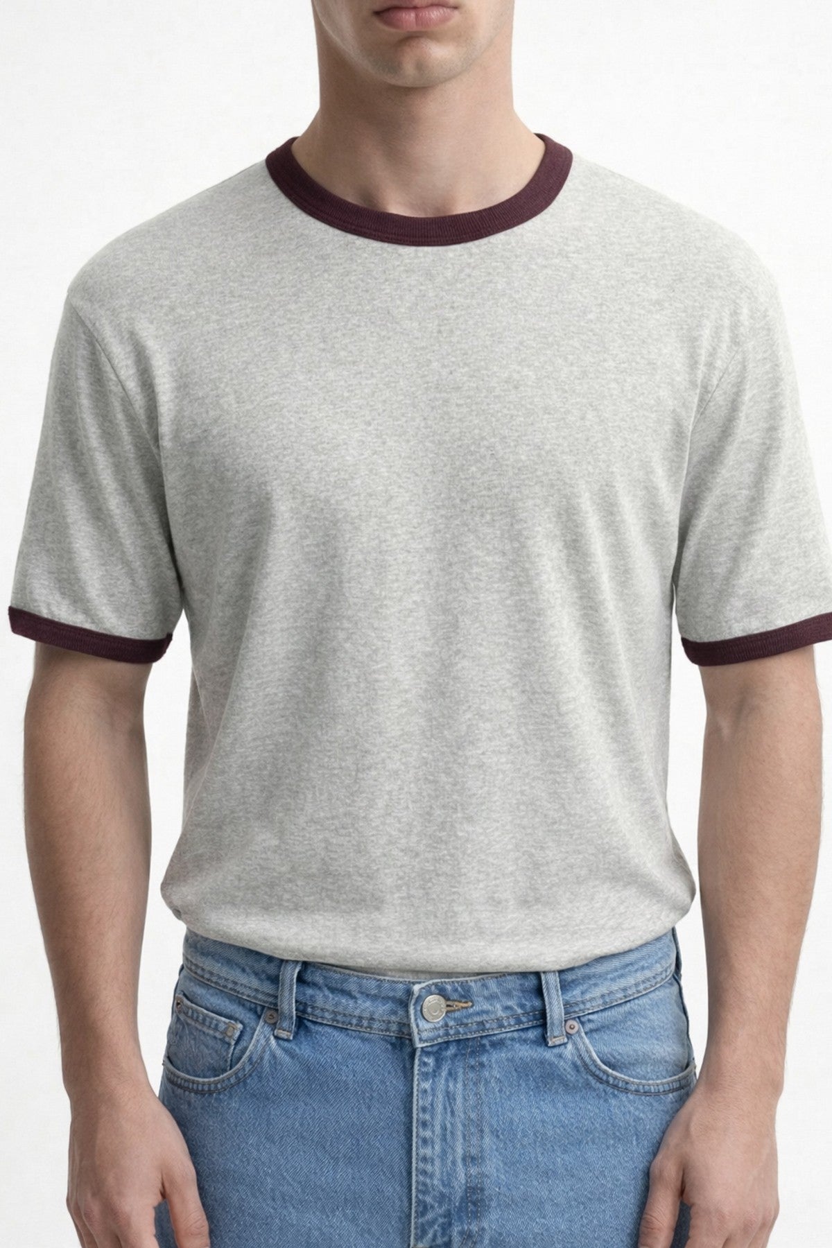Antioch Haki Kontrast Yaka Erkek T-Shirt
