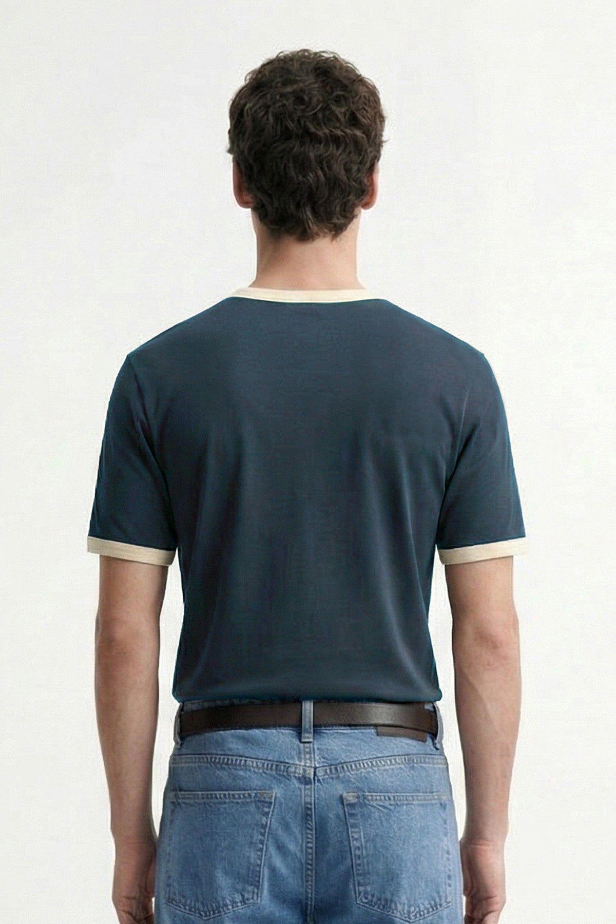 Antioch Haki Kontrast Yaka Erkek T-Shirt
