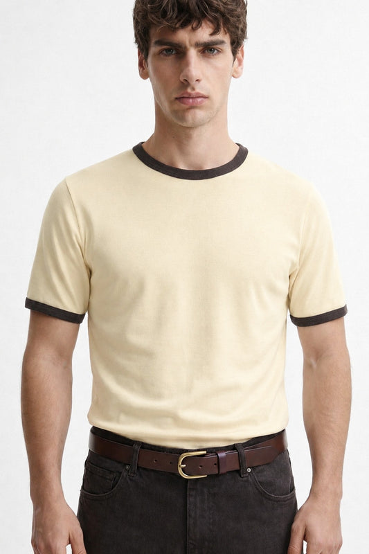 Kontrast Yaka Erkek T-Shirt