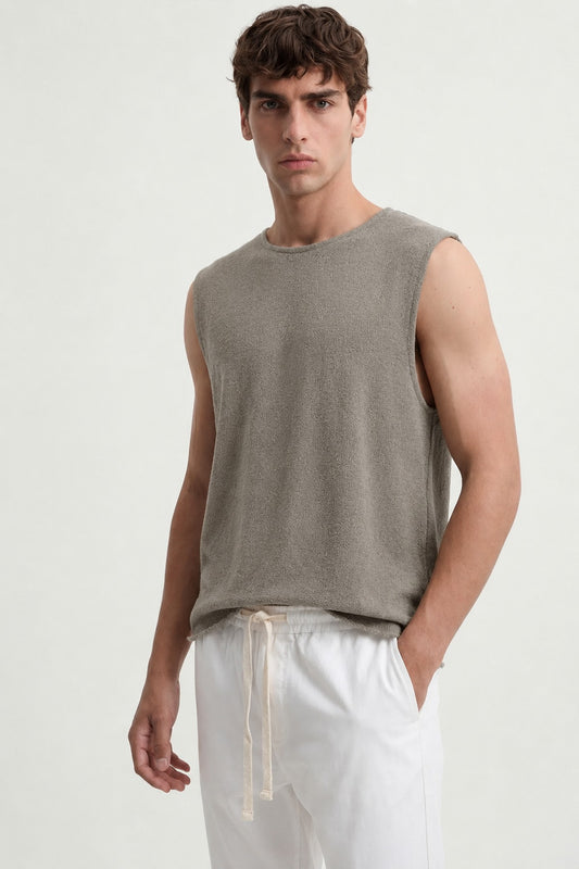 Relax Fit Dokulu Kolsuz T-shirt