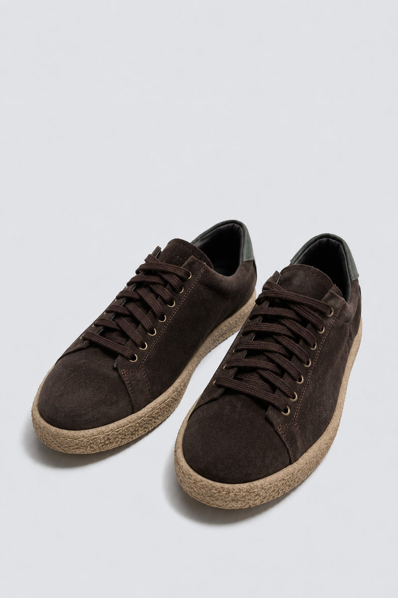 Kontrast Tabanlı %100 Süet Sneaker