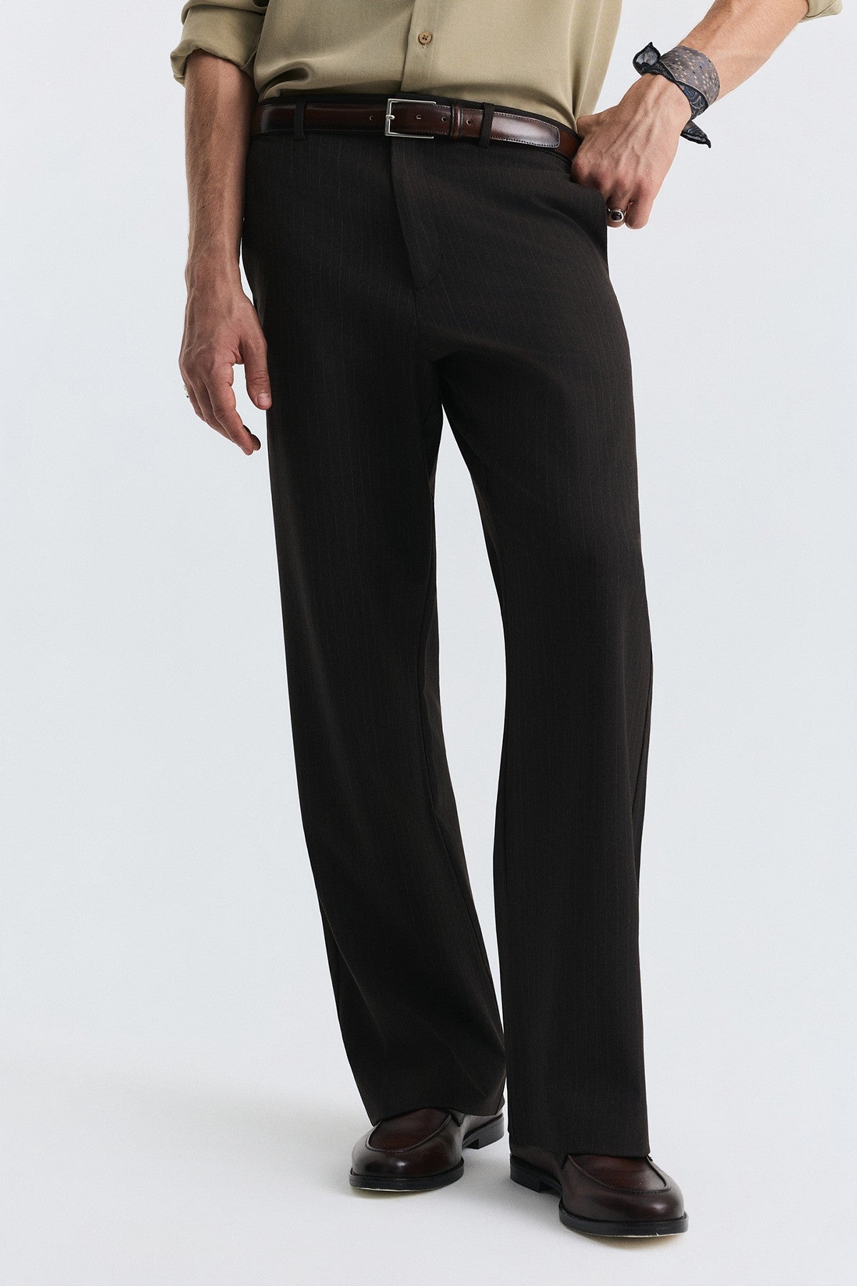 Crop Fit Çizgili Takım