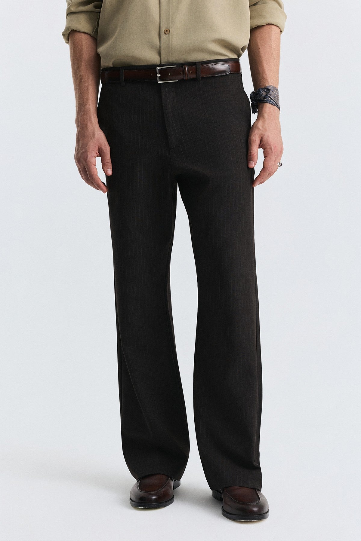 Crop Fit Çizgili Takım