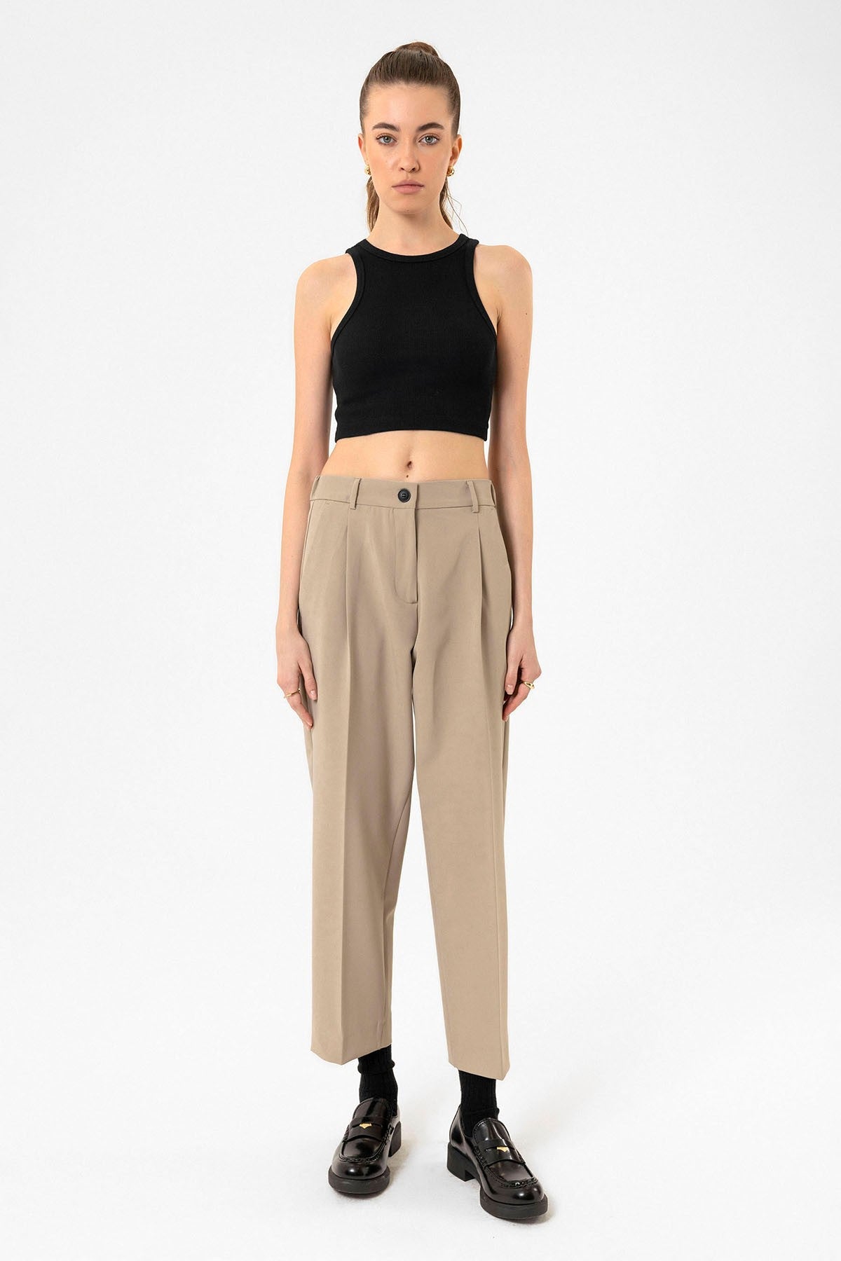 Antioch Kadın Yüksek Bel Straight Fit Kısa Pantolon