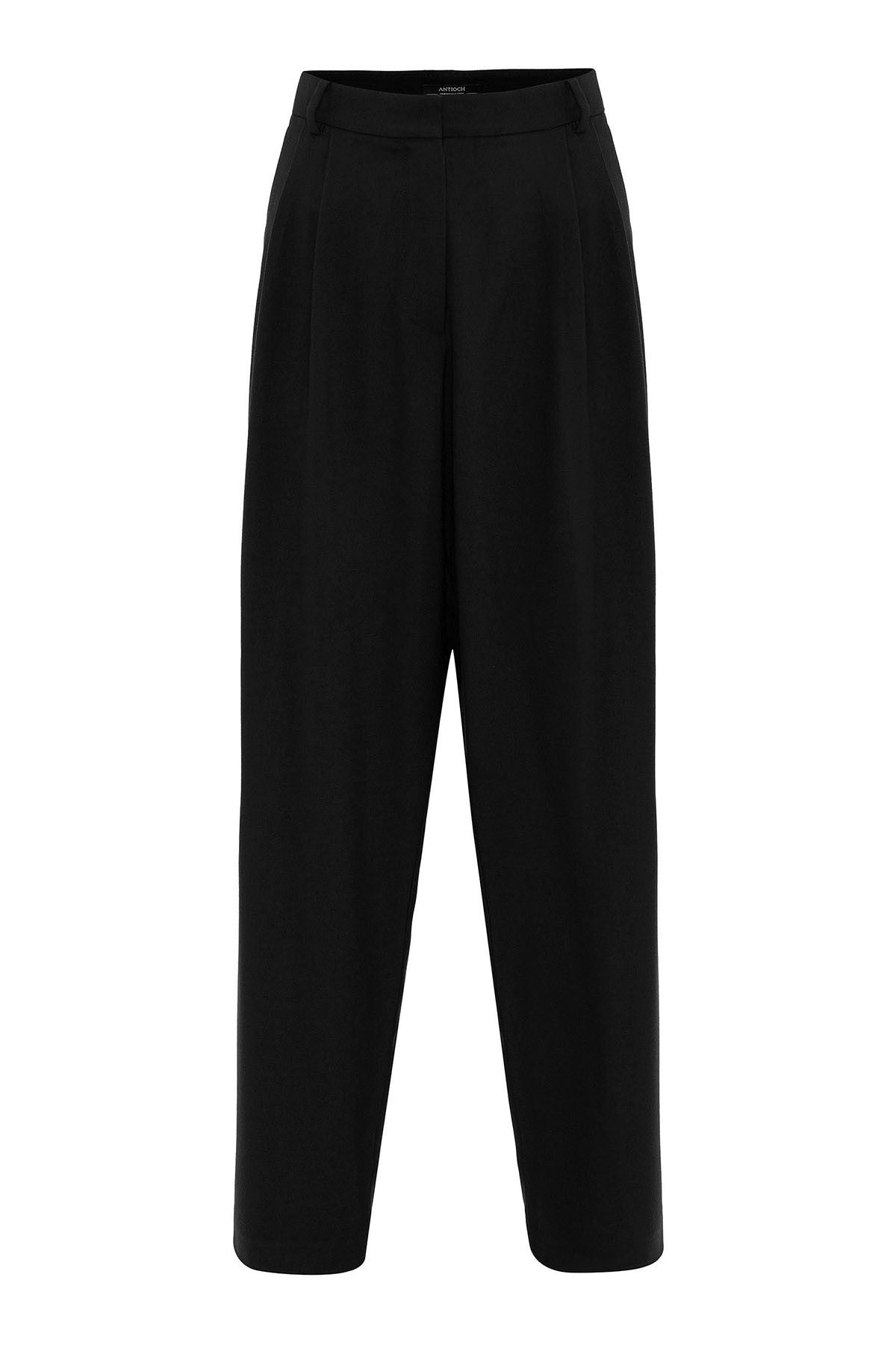 Antioch Siyah Kadın Yüksek Bel Pens Detaylı Straight Fit Pantolon