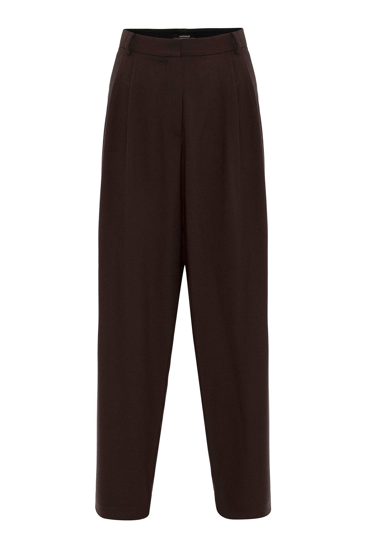 Antioch Siyah Kadın Yüksek Bel Pens Detaylı Straight Fit Pantolon