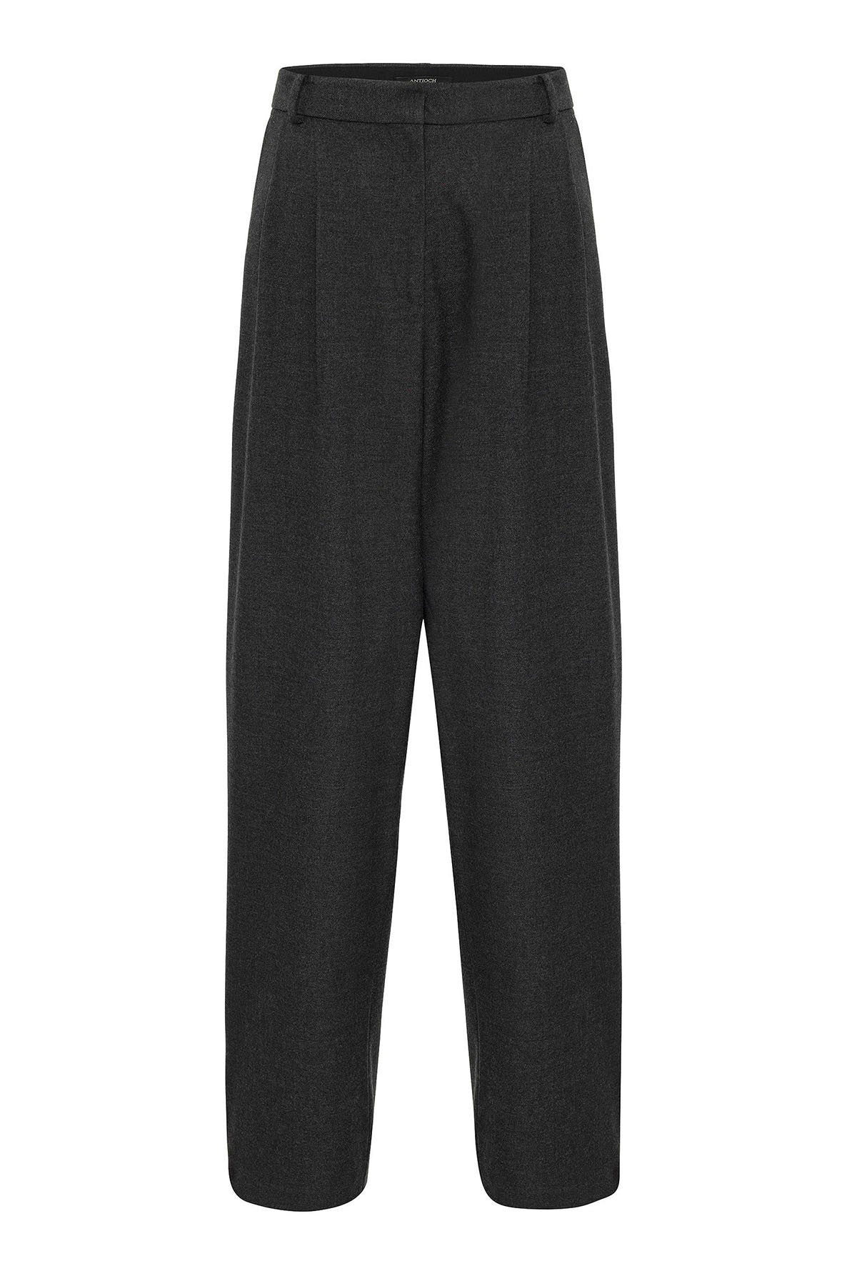 Antioch Siyah Kadın Yüksek Bel Pens Detaylı Straight Fit Pantolon