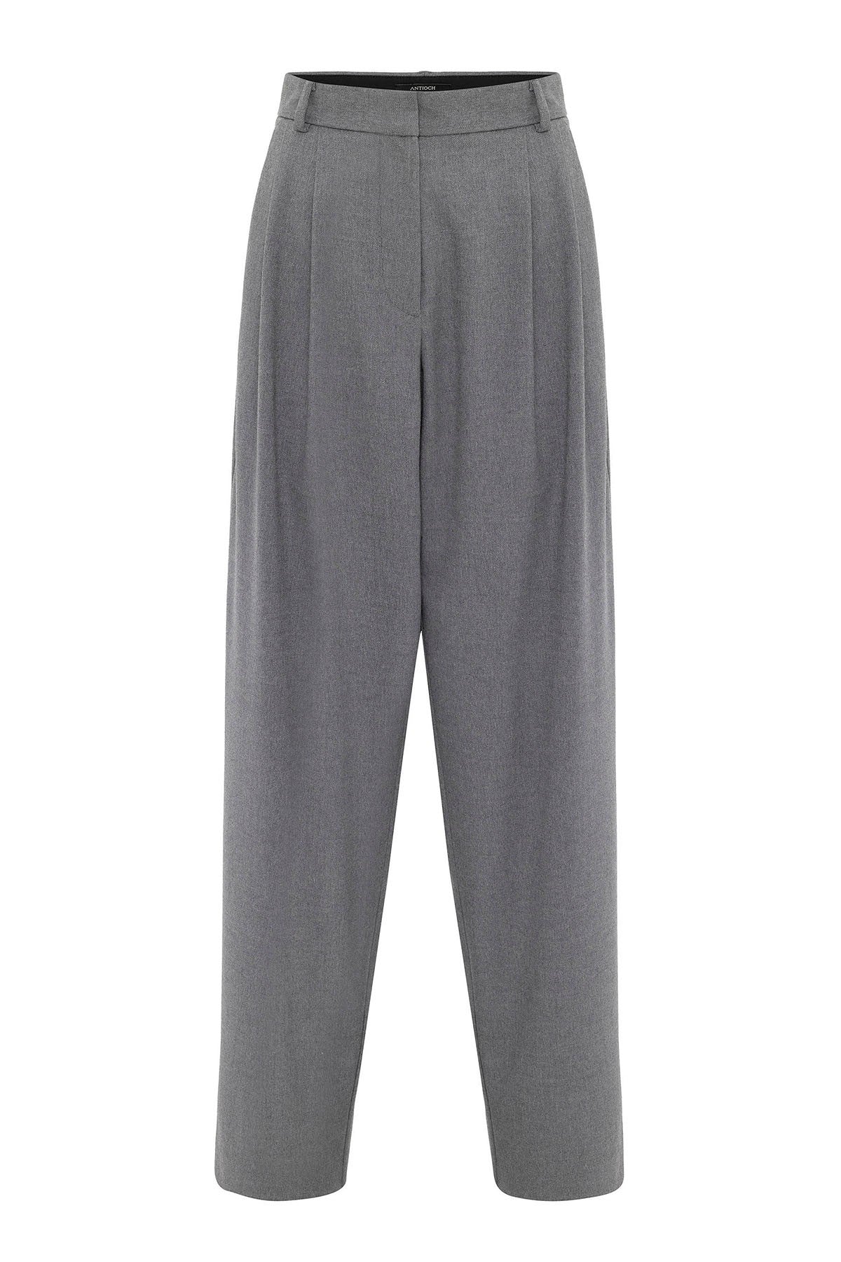 Antioch Siyah Kadın Yüksek Bel Pens Detaylı Straight Fit Pantolon
