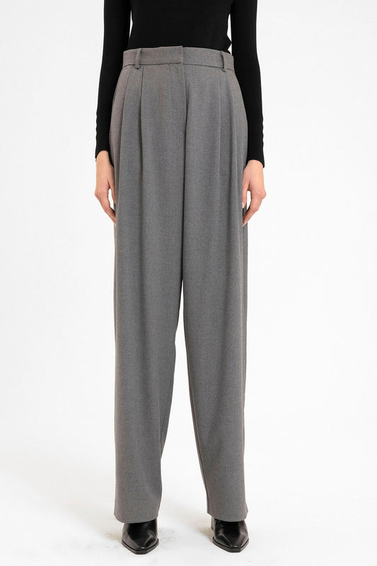 Antioch Siyah Kadın Yüksek Bel Pens Detaylı Straight Fit Pantolon