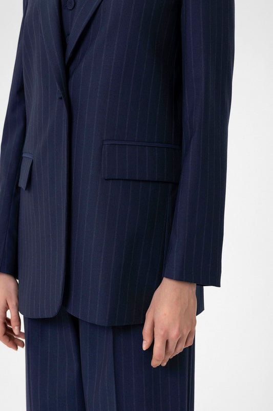 Antioch Kadın Tek Düğme Çizgili Blazer Ceket