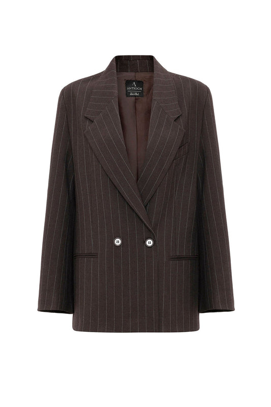Antioch Kadın Çizgili Oversize Blazer Ceket