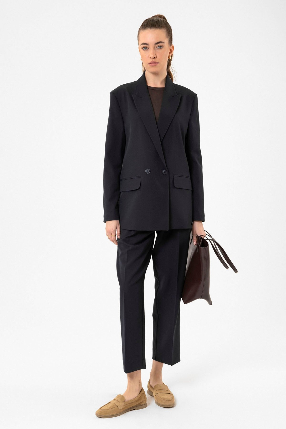 Antioch Kadın Çizgili Oversize Blazer Ceket