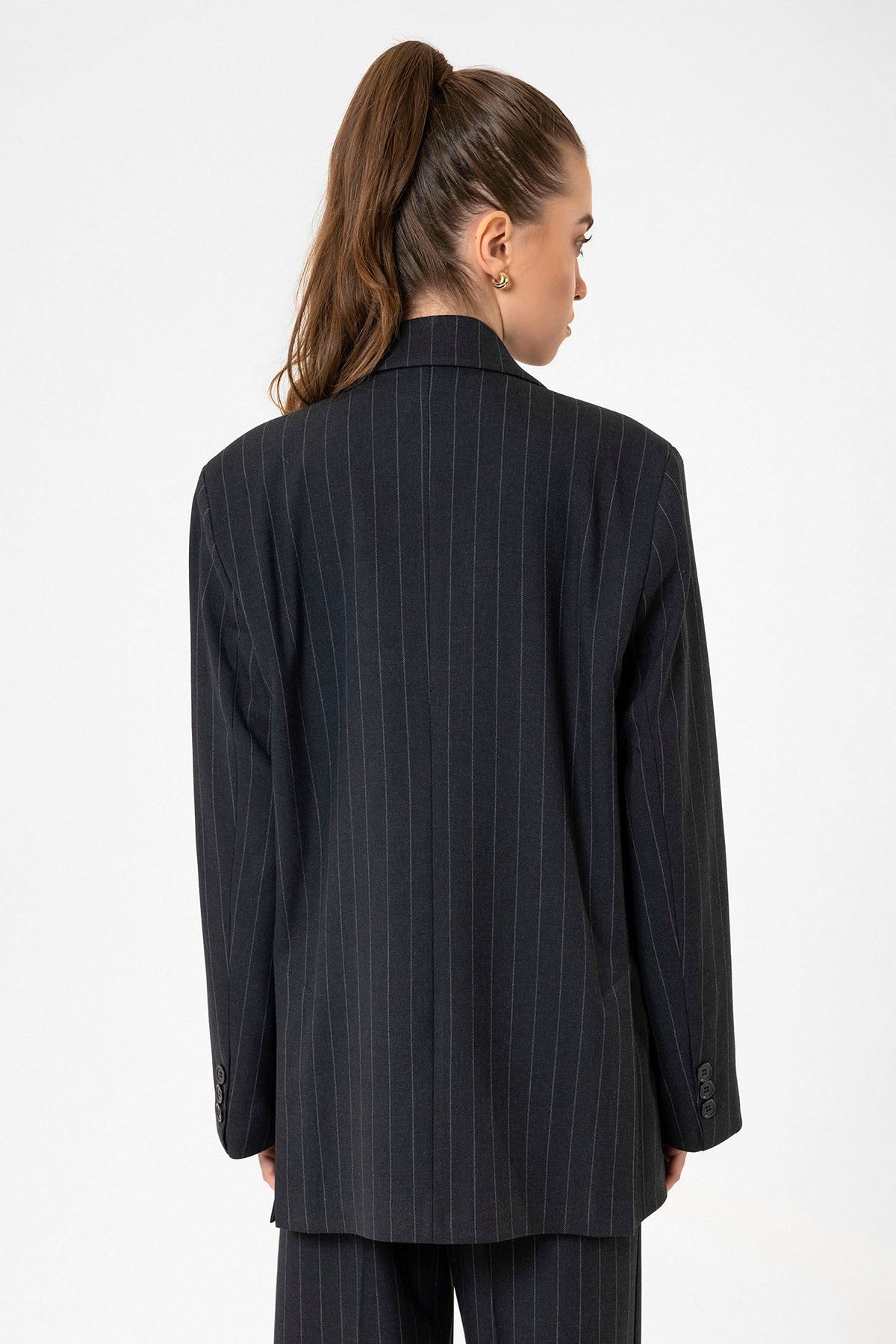Antioch Kadın Çizgili Oversize Blazer Ceket