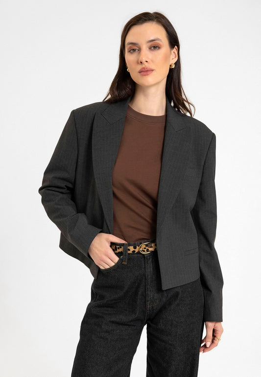 Antioch Relax Fit Düğmesiz Crop Kadın Blazer Ceket