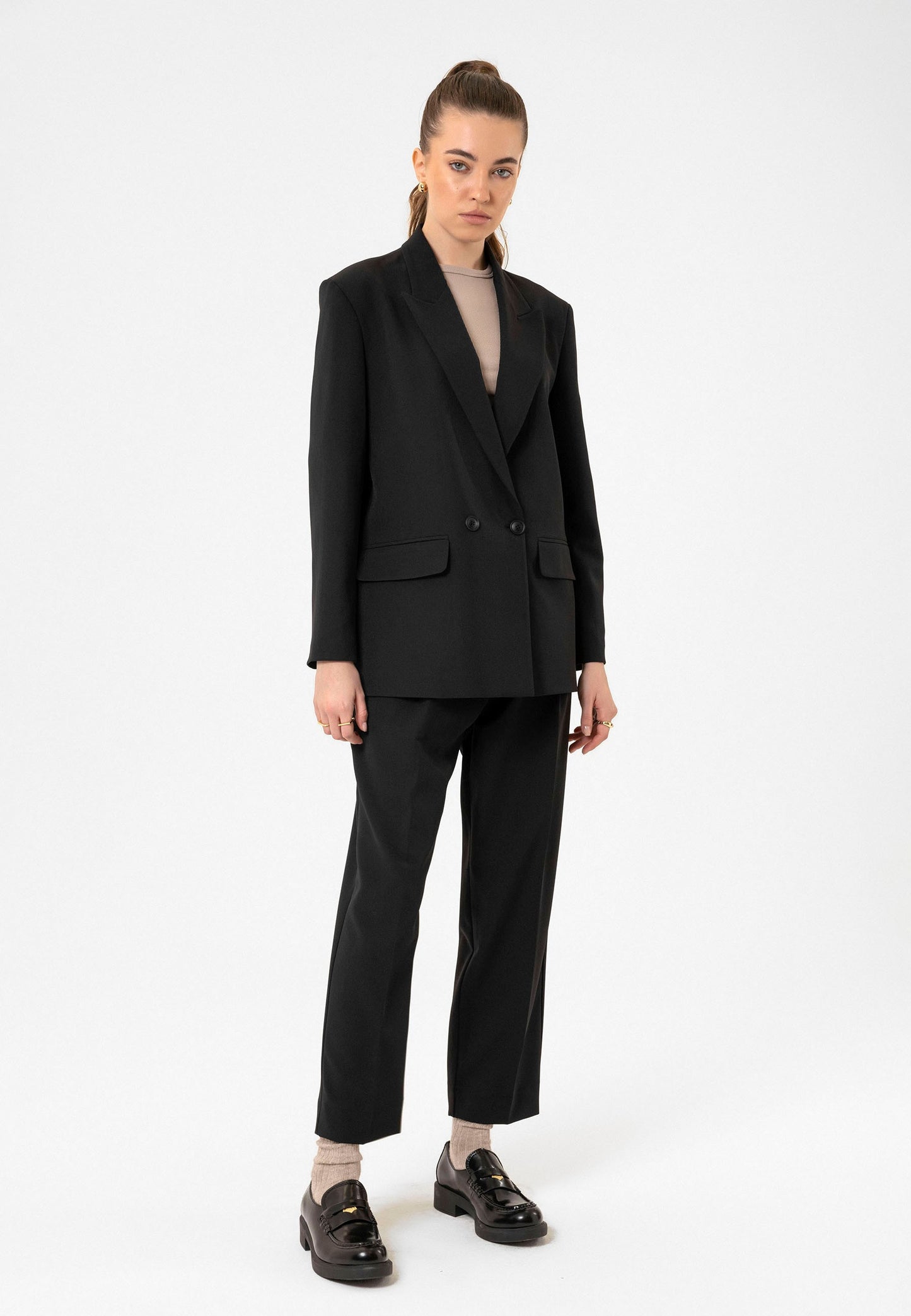 Antioch Kadın Kruvaze Kapama Oversize Blazer Ceket