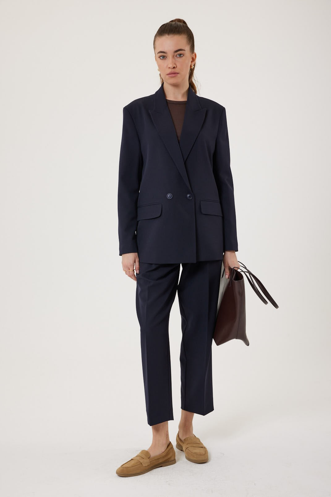 Antioch Kadın Kruvaze Kapama Oversize Blazer Ceket