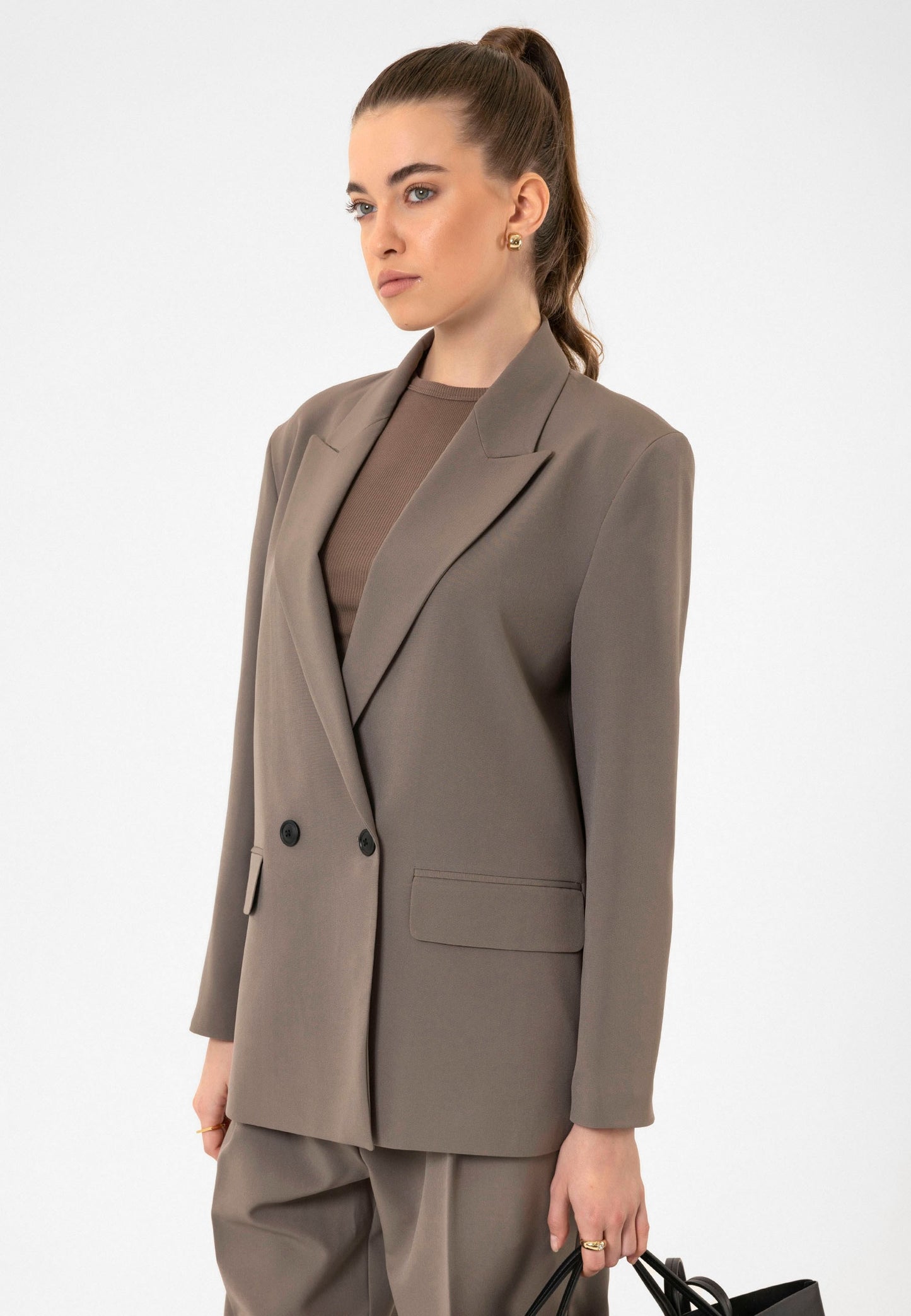 Antioch Kadın Kruvaze Kapama Oversize Blazer Ceket