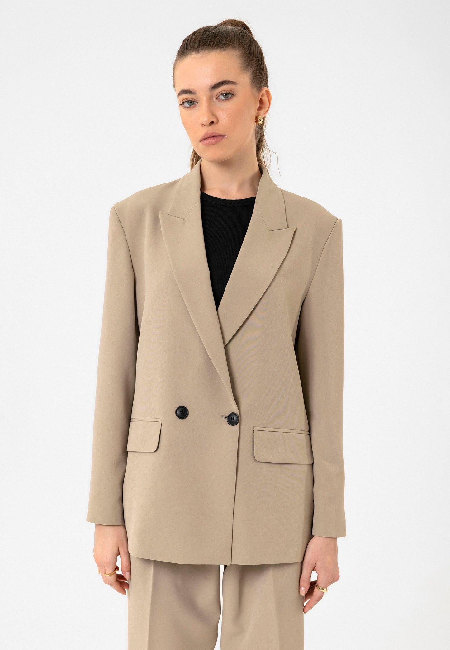 Antioch Kadın Kruvaze Kapama Oversize Blazer Ceket
