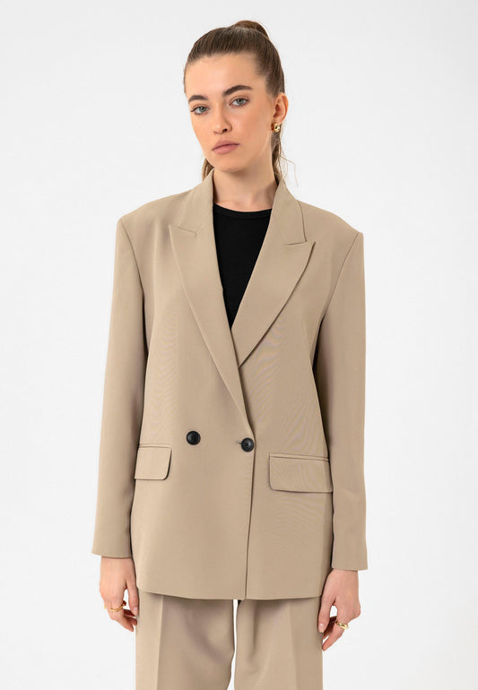 Antioch Kadın Kruvaze Kapama Oversize Blazer Ceket