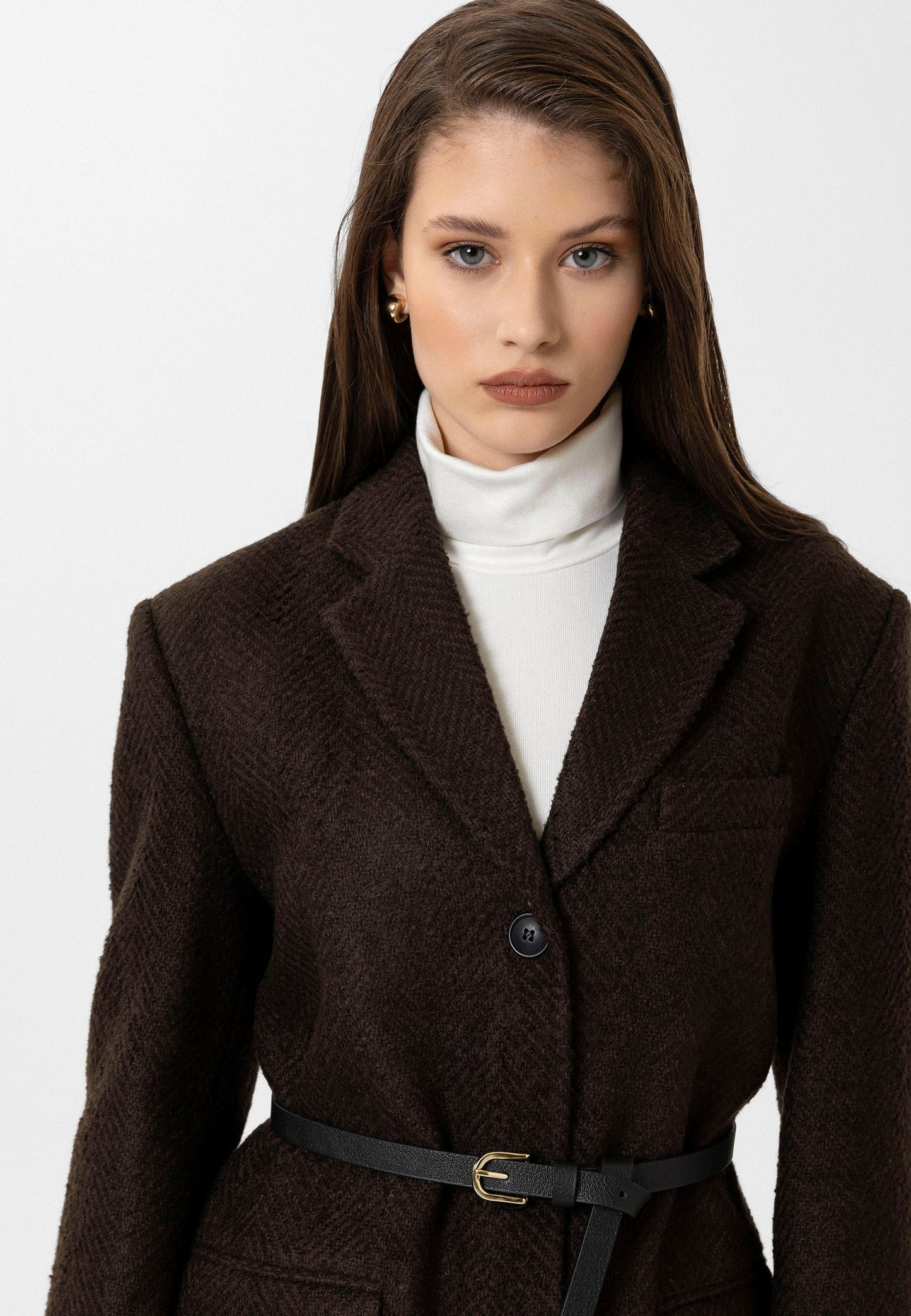 Antioch Kadın Balıksırtı Desenli Blazer Ceket
