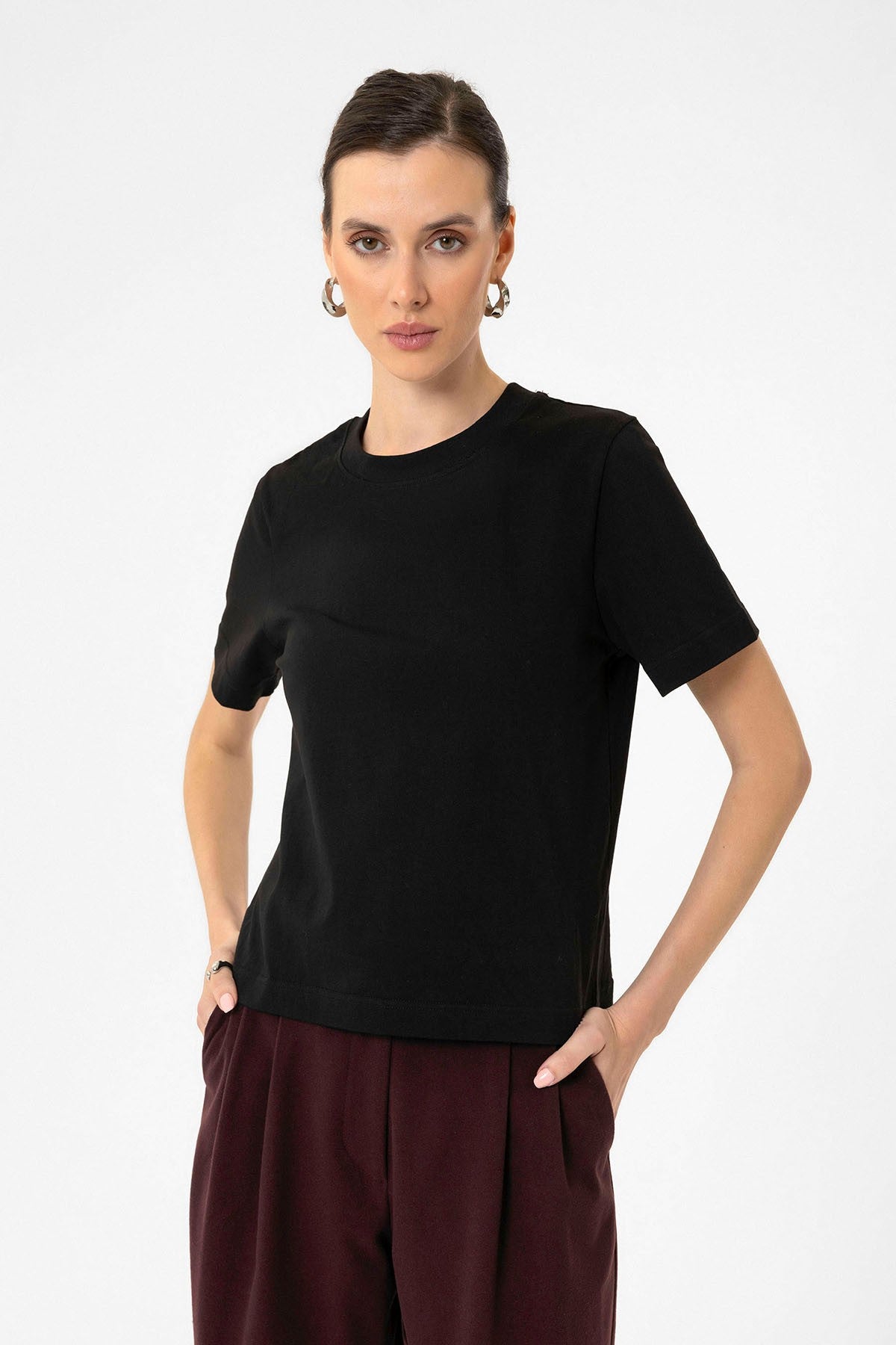 Antioch Kadın Bisiklet Yaka Basic T-Shirt