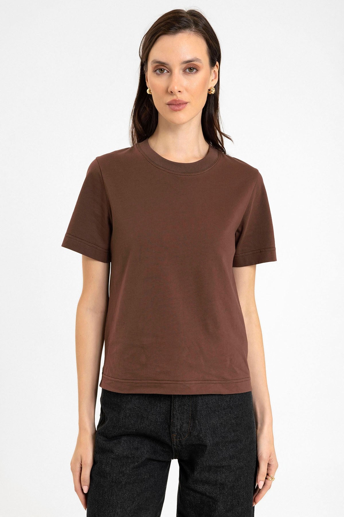 Antioch Kadın Bisiklet Yaka Basic T-Shirt