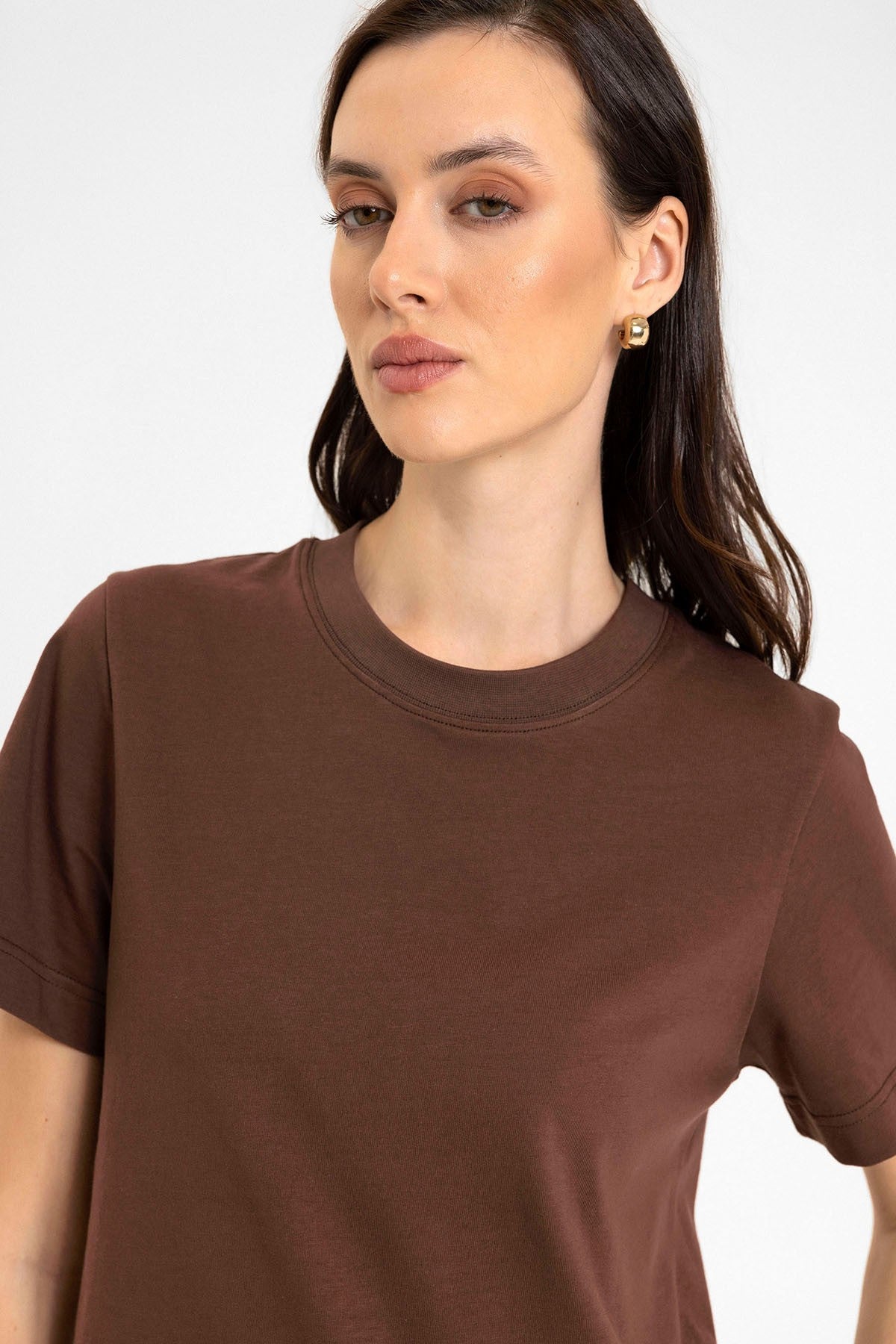 Antioch Kadın Bisiklet Yaka Basic T-Shirt