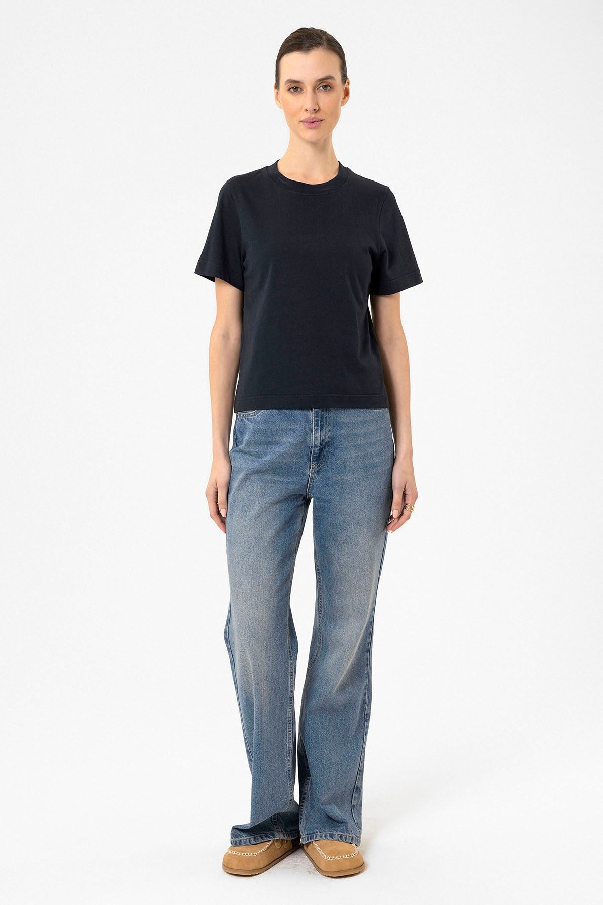 Antioch Kadın Bisiklet Yaka Basic T-Shirt