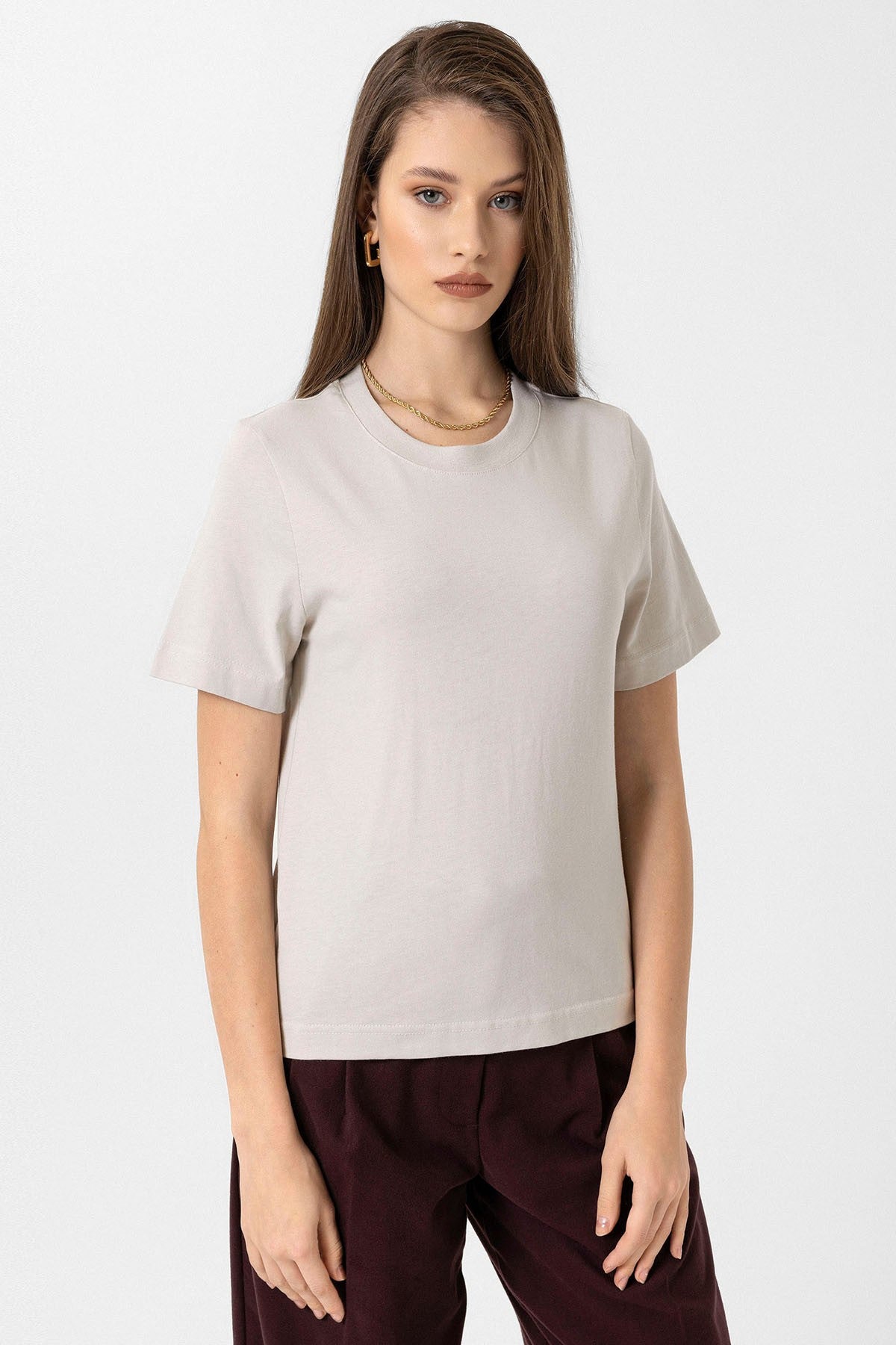 Antioch Kadın Bisiklet Yaka Basic T-Shirt