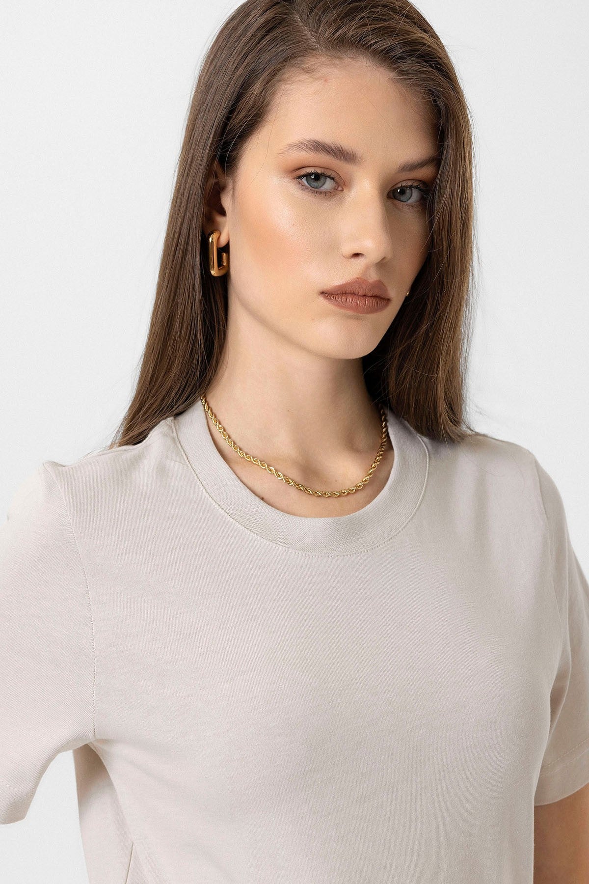Antioch Kadın Bisiklet Yaka Basic T-Shirt