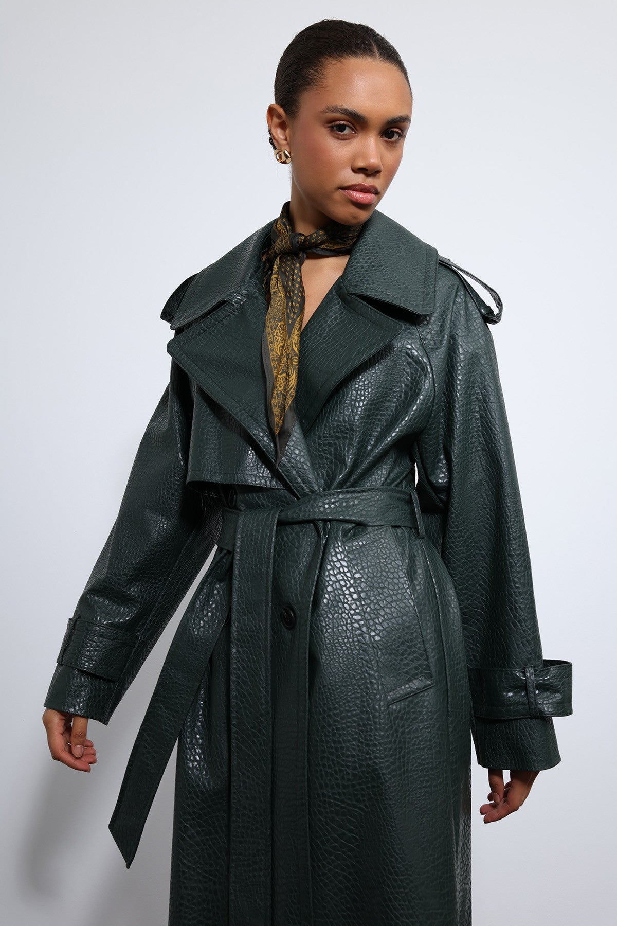 Antioch Dokulu Suni Deri Trençkot