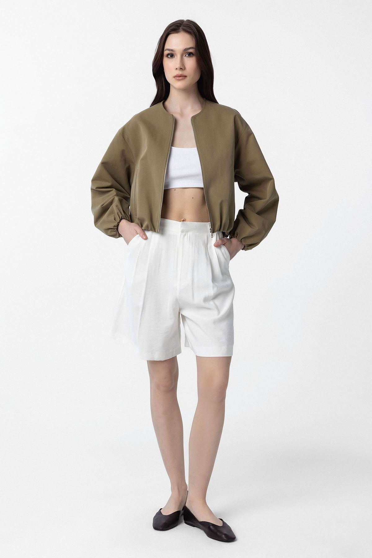 Antioch Crop Kadın Bomber Mont