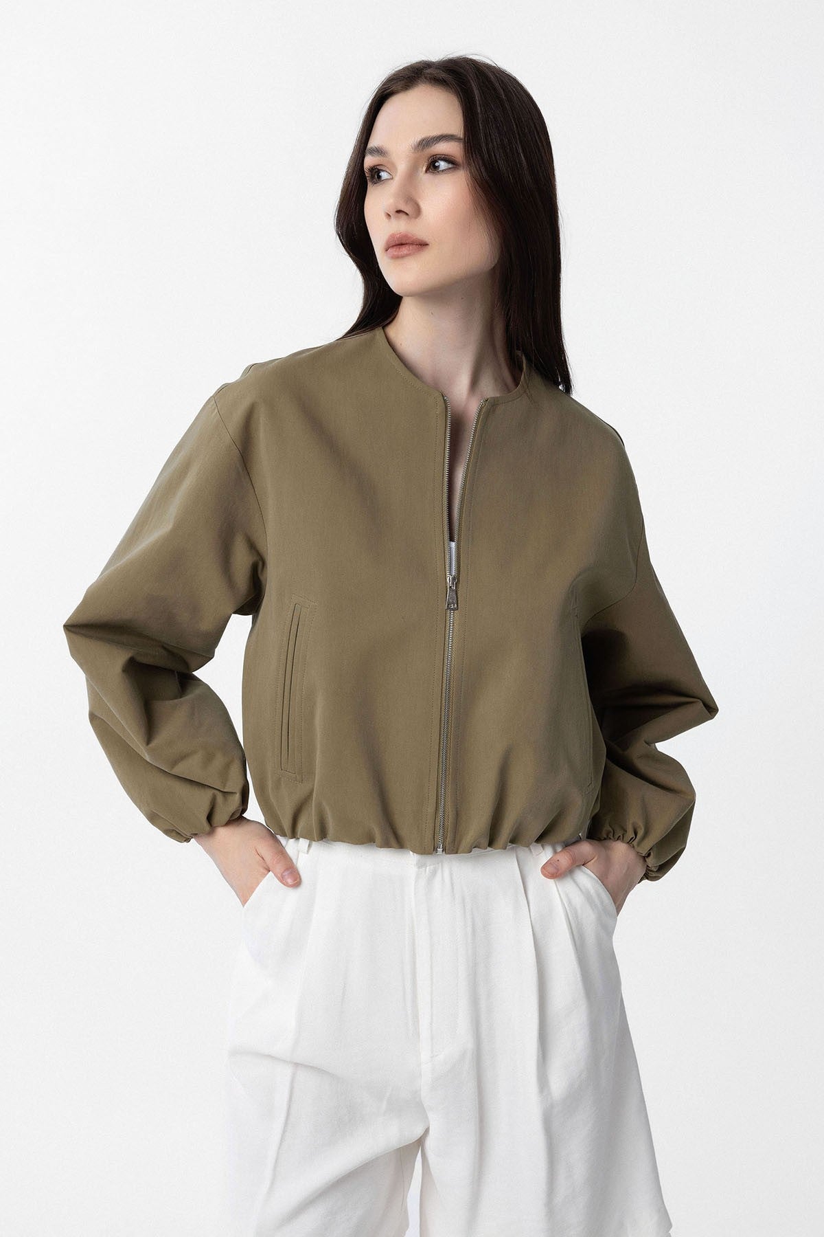 Antioch Crop Kadın Bomber Mont