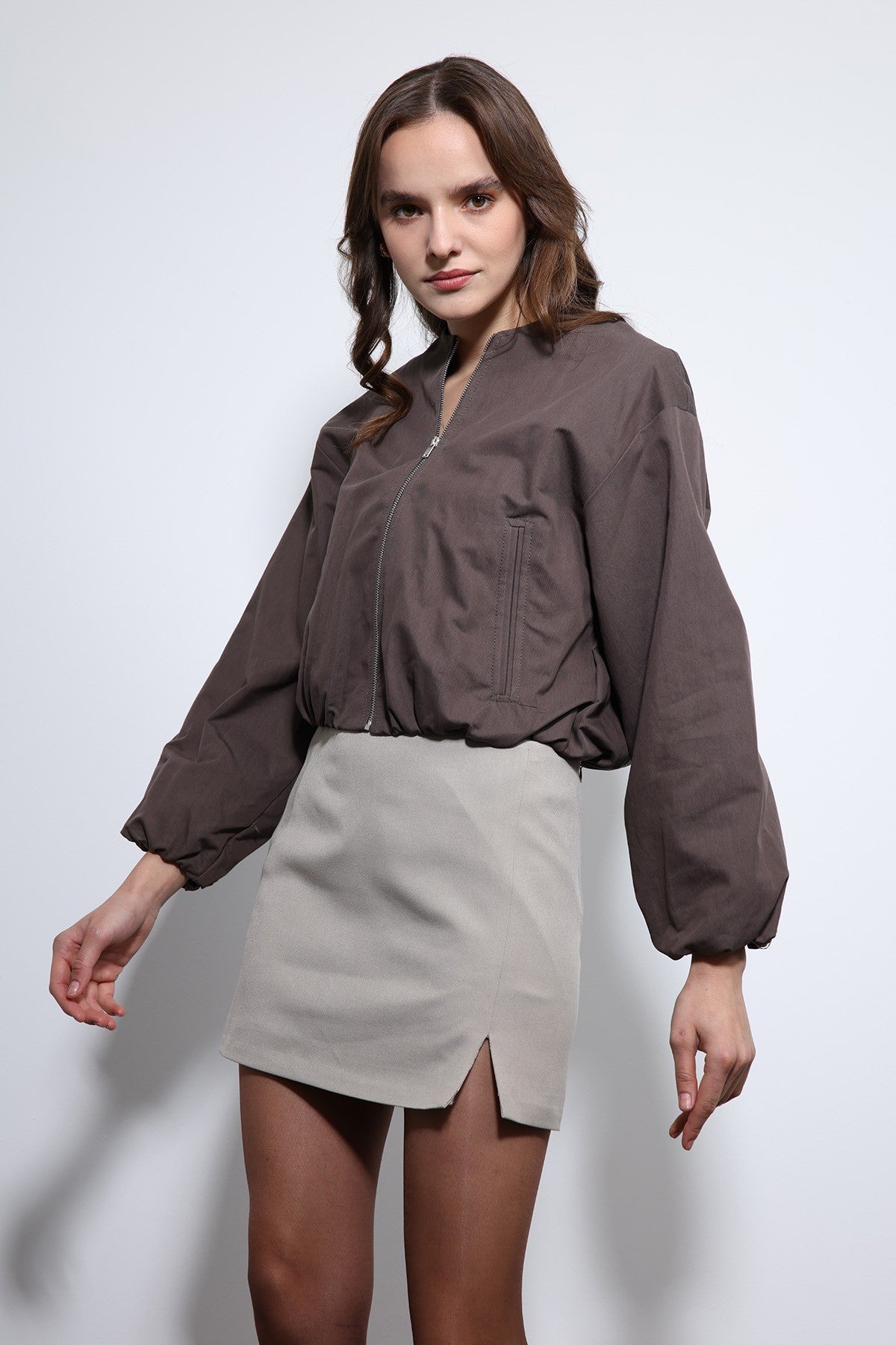 Crop Kadın Bomber Mont