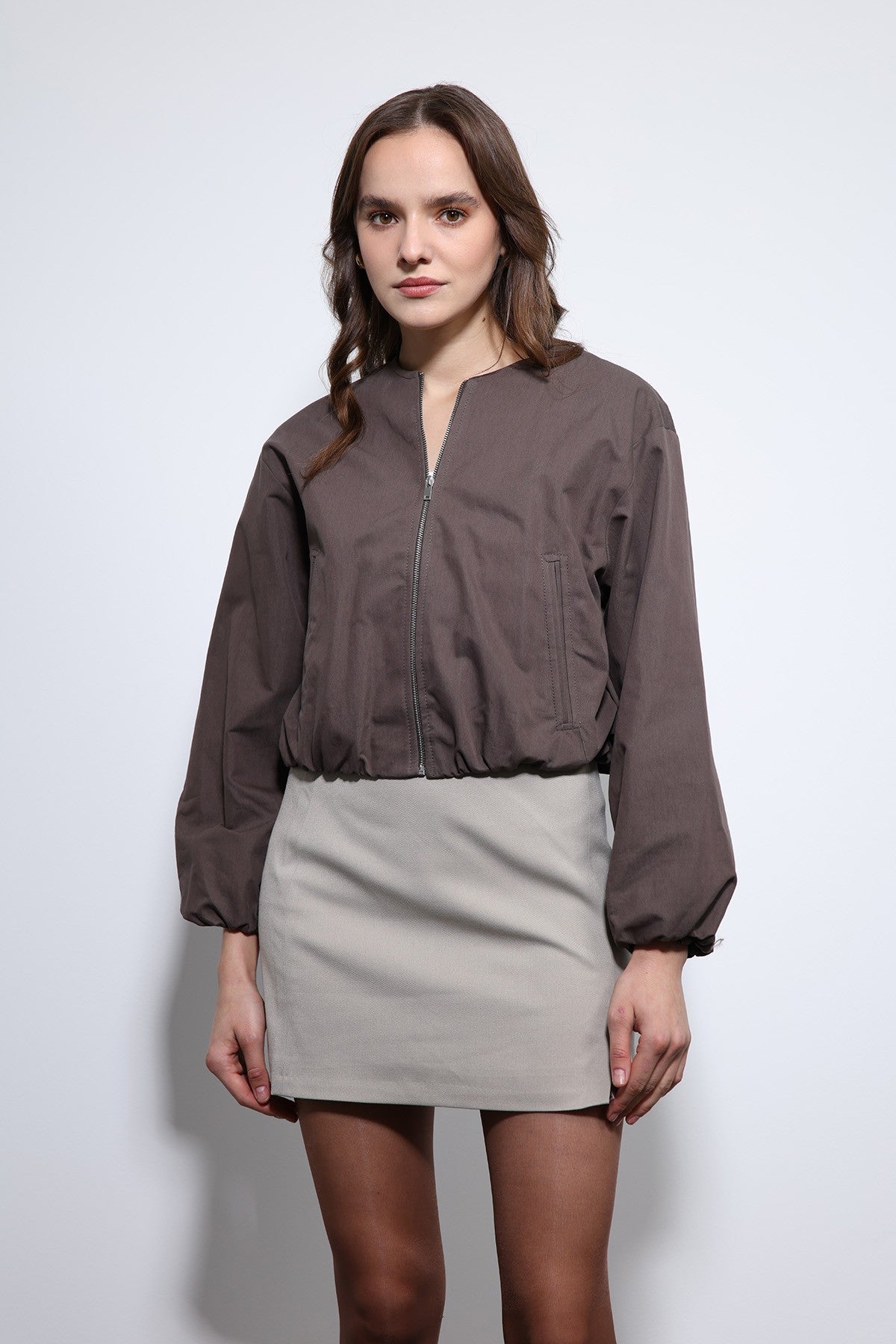 Crop Kadın Bomber Mont
