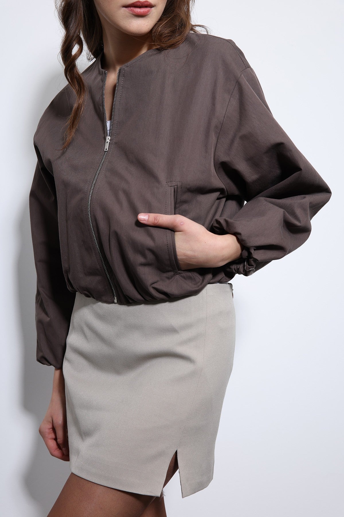 Crop Kadın Bomber Mont