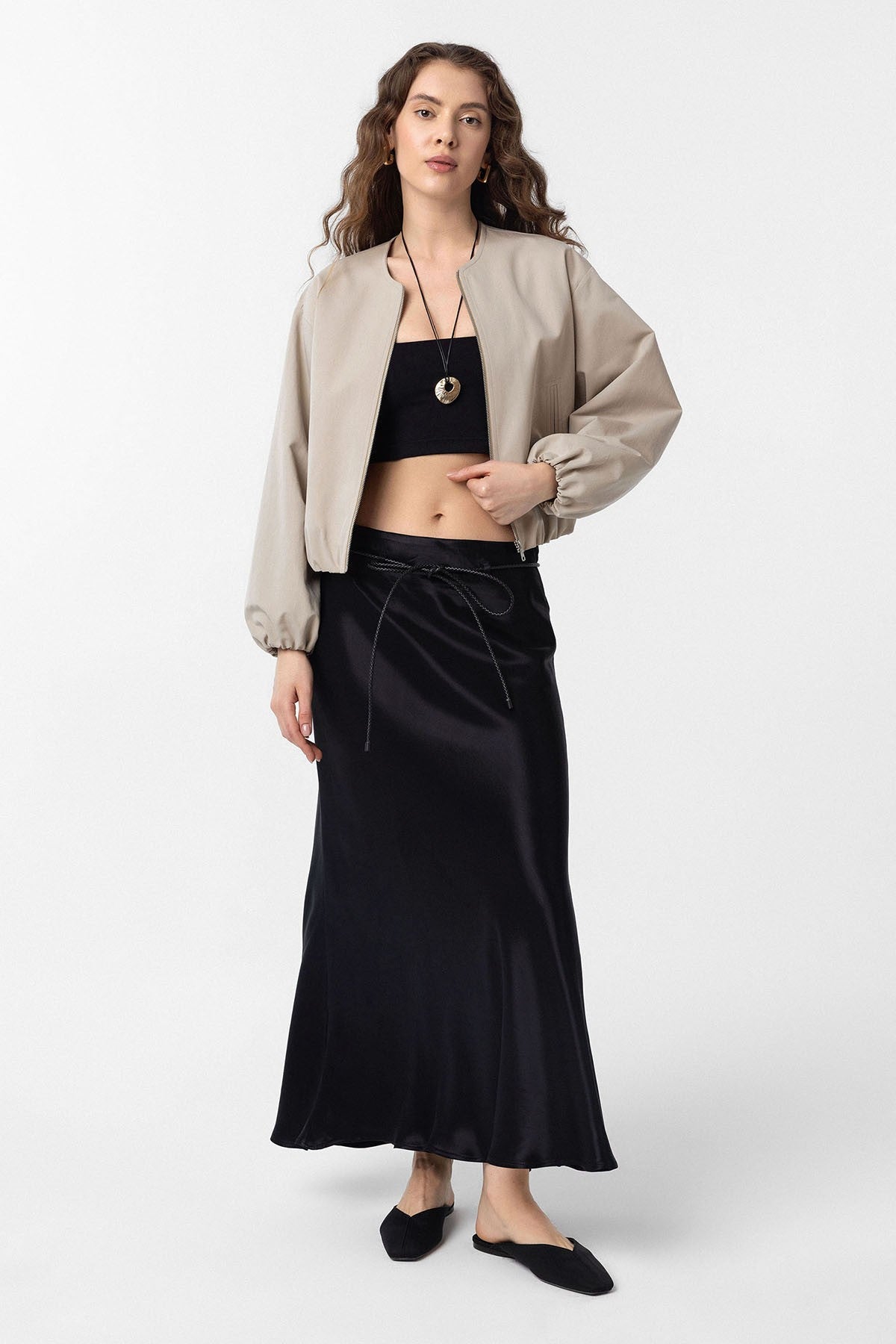 Crop Kadın Bomber Mont
