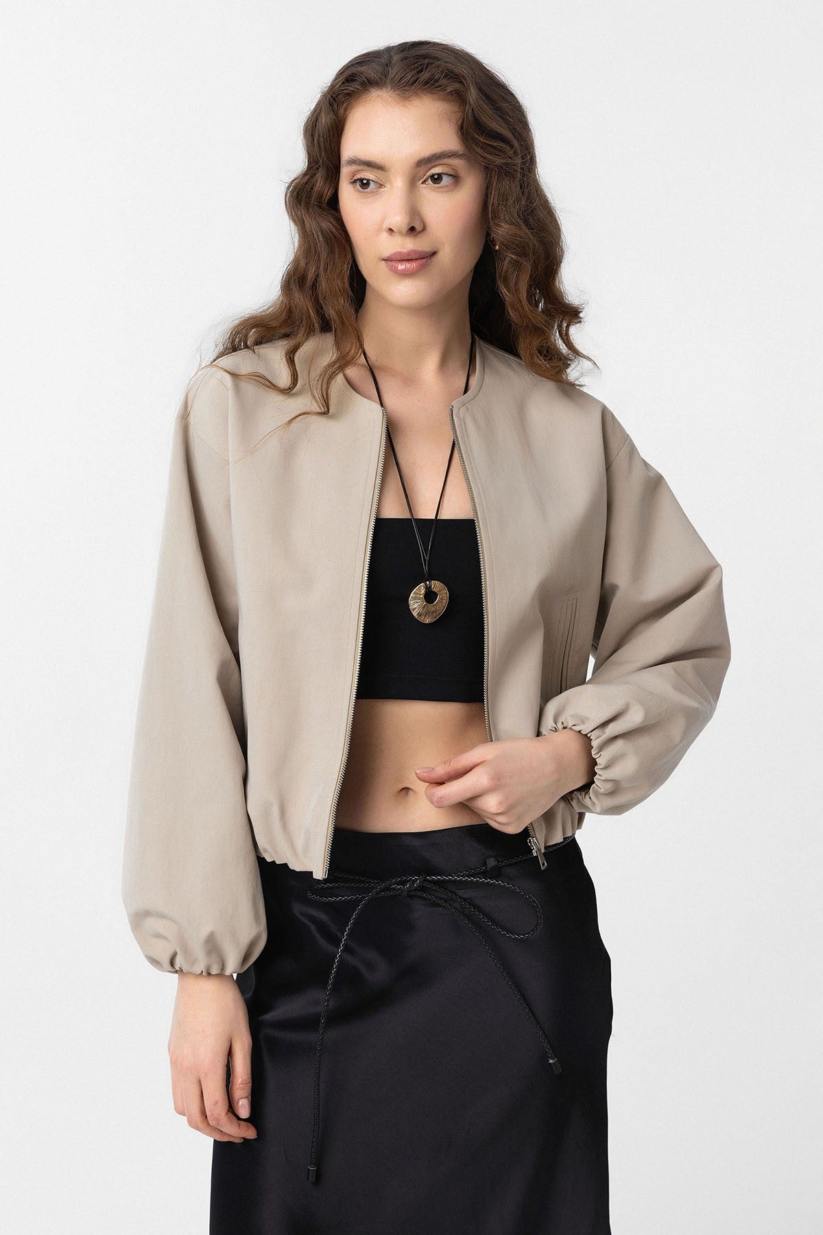 Crop Kadın Bomber Mont