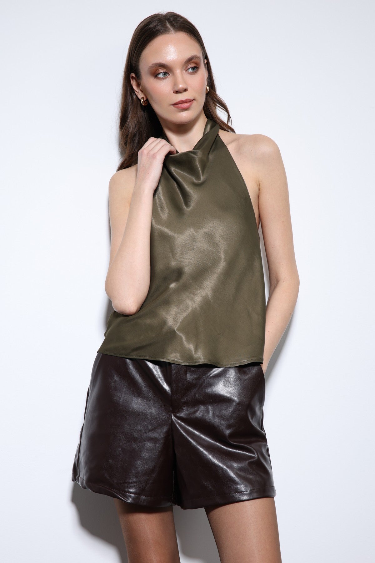 Antioch Saten Halter Kadın Top