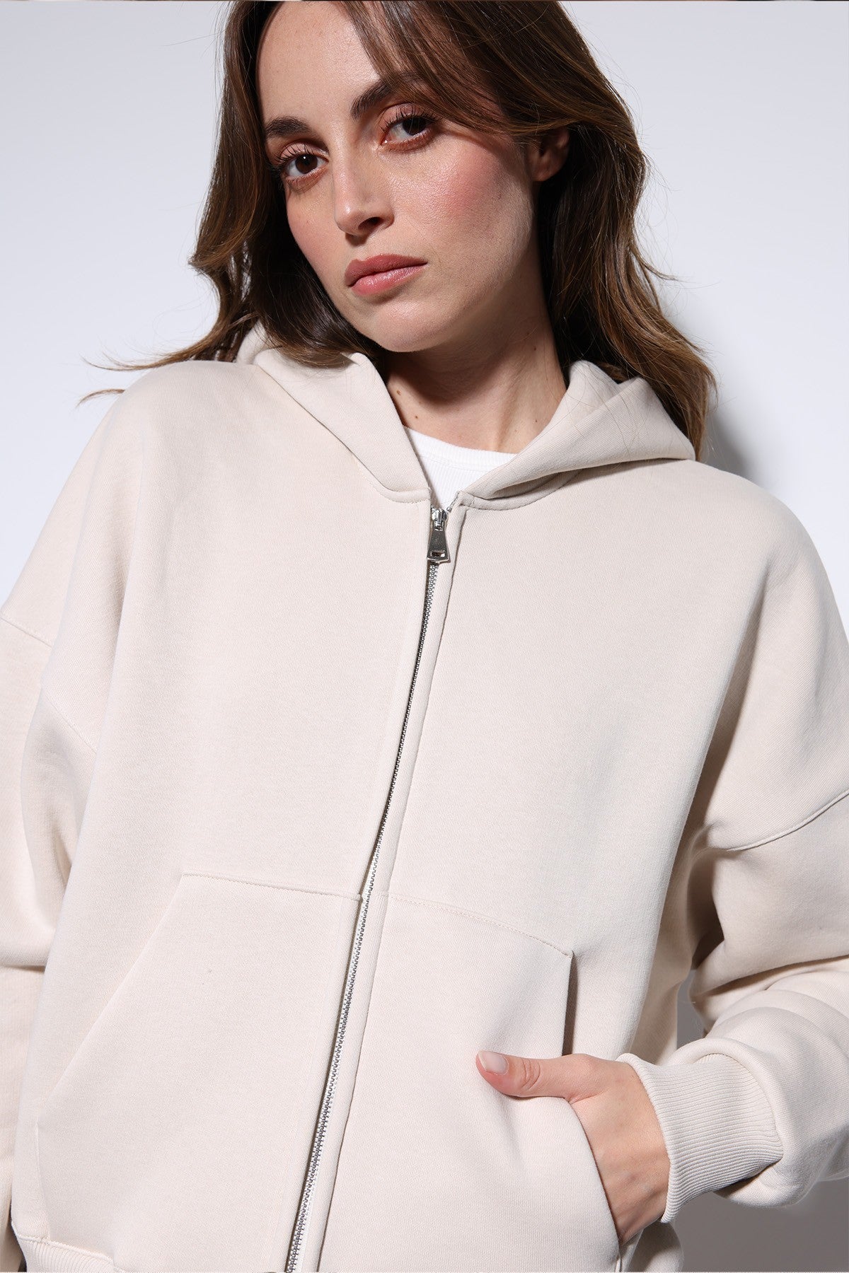 Antioch Fermuarlı Kapüşonlu Kadın Sweatshirt