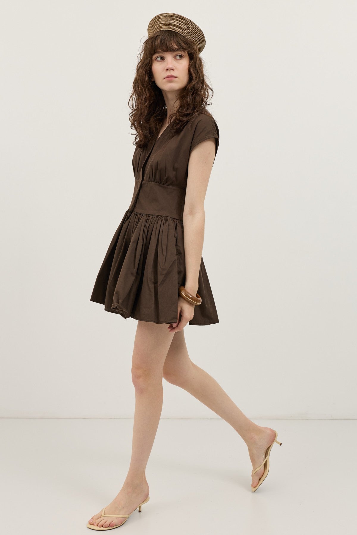 Antioch Sarı Mini Poplin Kadın Elbise