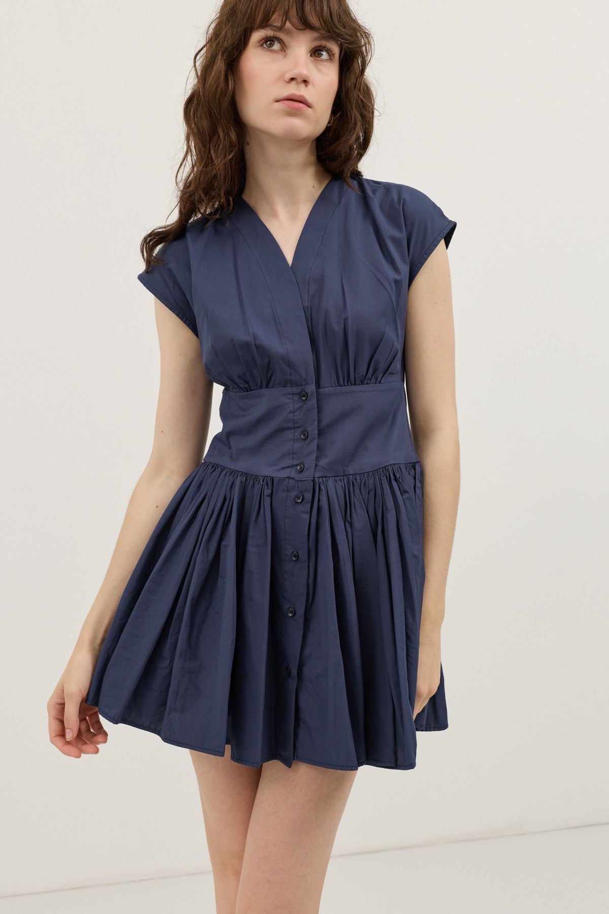 Antioch Sarı Mini Poplin Kadın Elbise