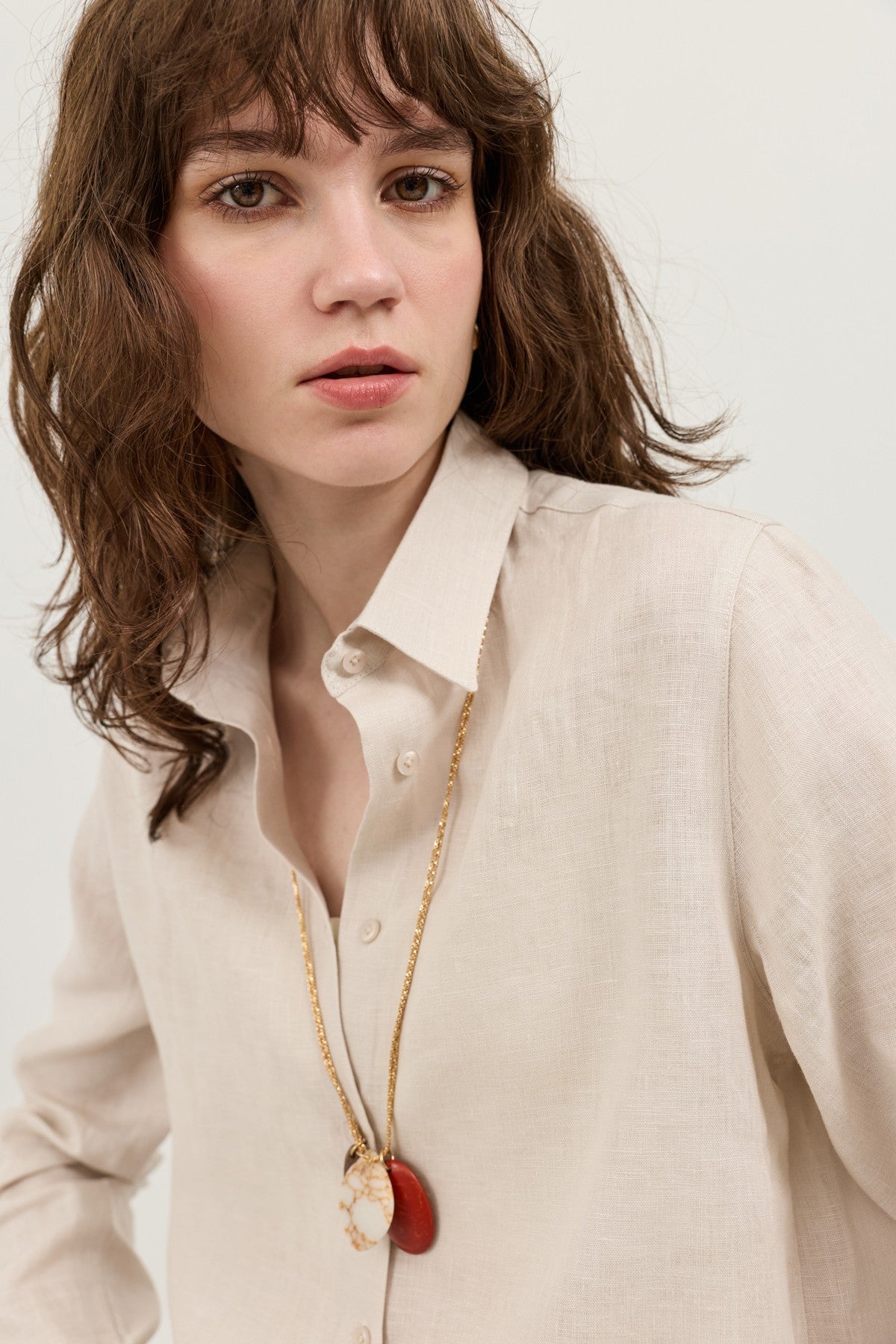 100% Keten Kadın Gömlek