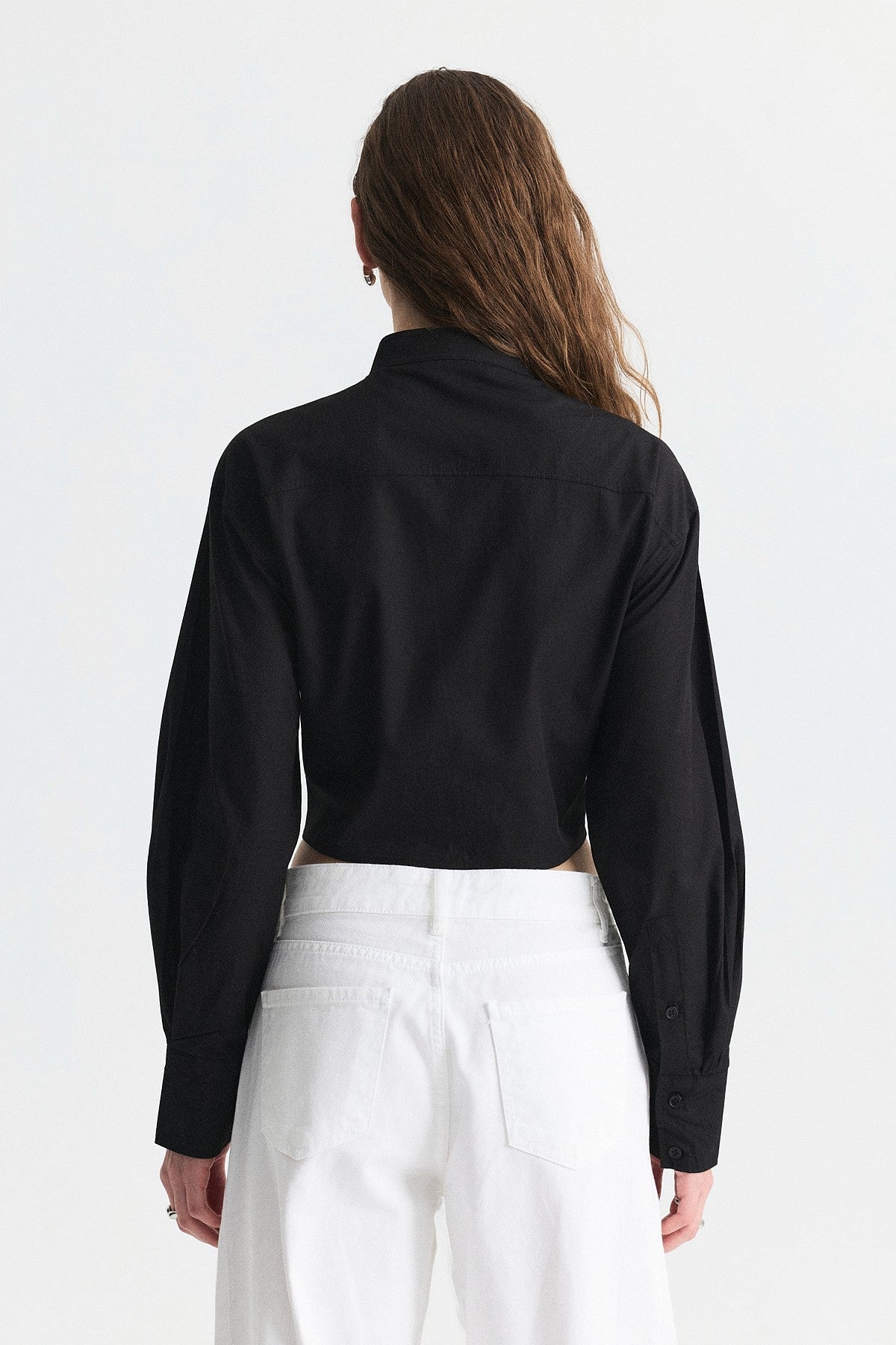 Bağcıklı Korse Detaylı Poplin Gömlek
