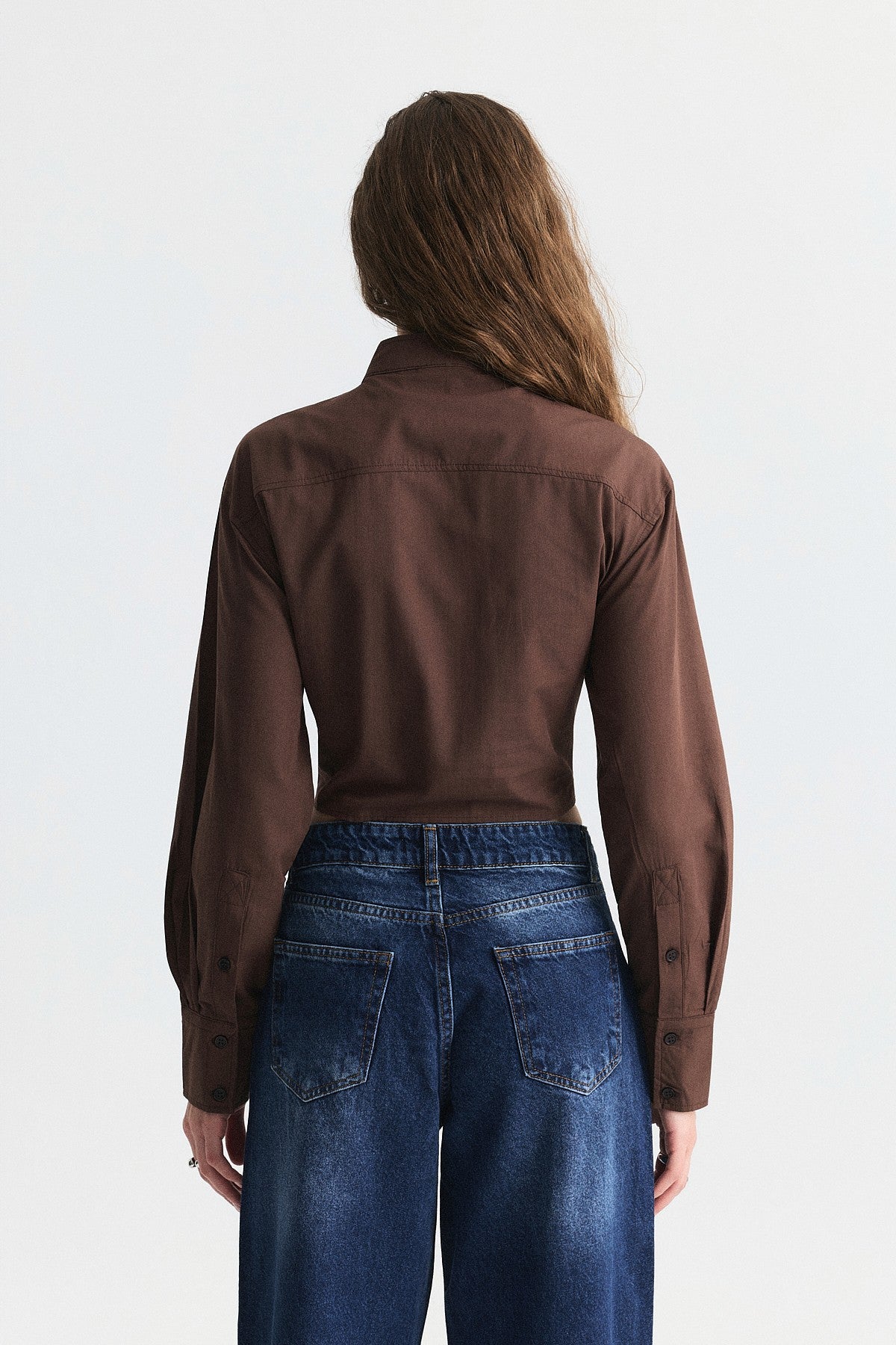 Bağcıklı Korse Detaylı Poplin Gömlek