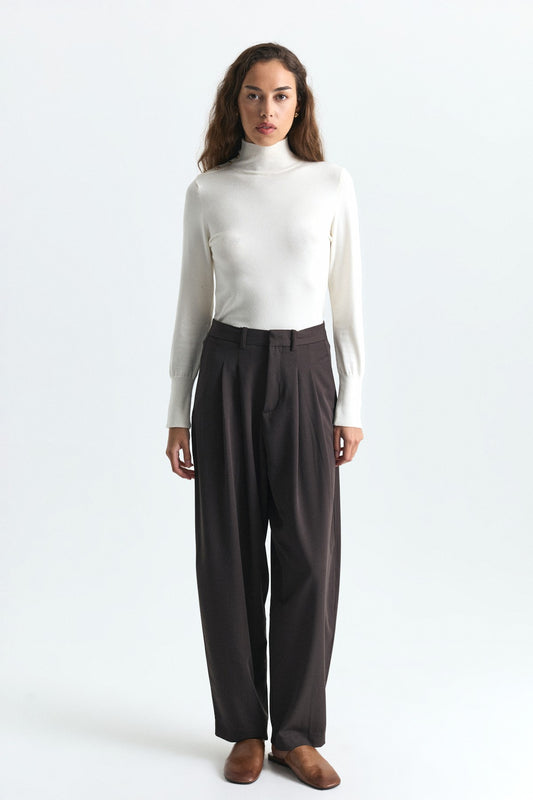 Çift Pileli Barrel Fit Pantolon