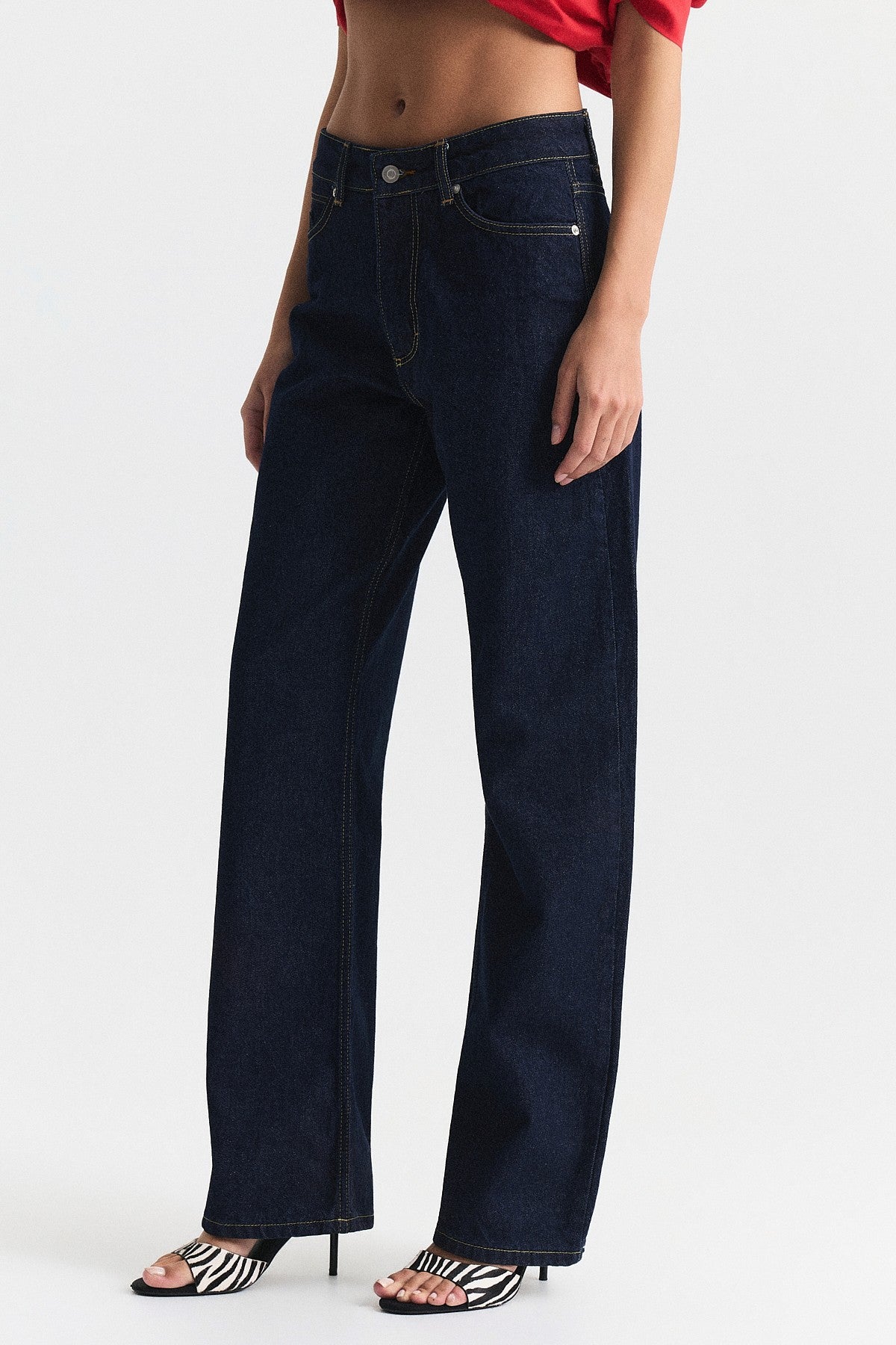Yüksek Bel Straight Fit Jean